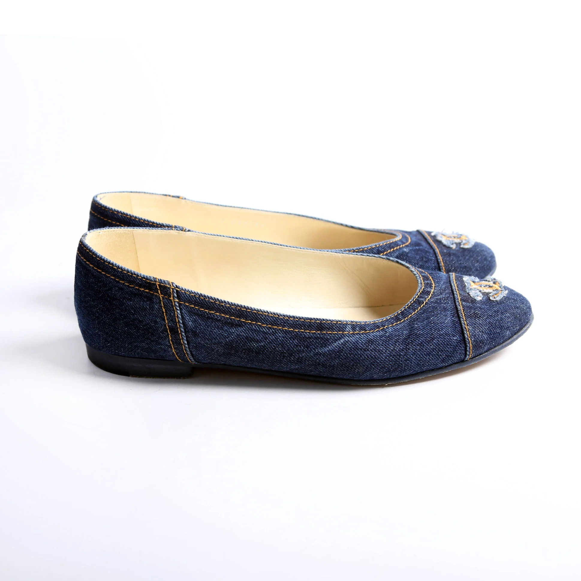 Cap Toe Ballet Flats Size 42 Denim - Image 5