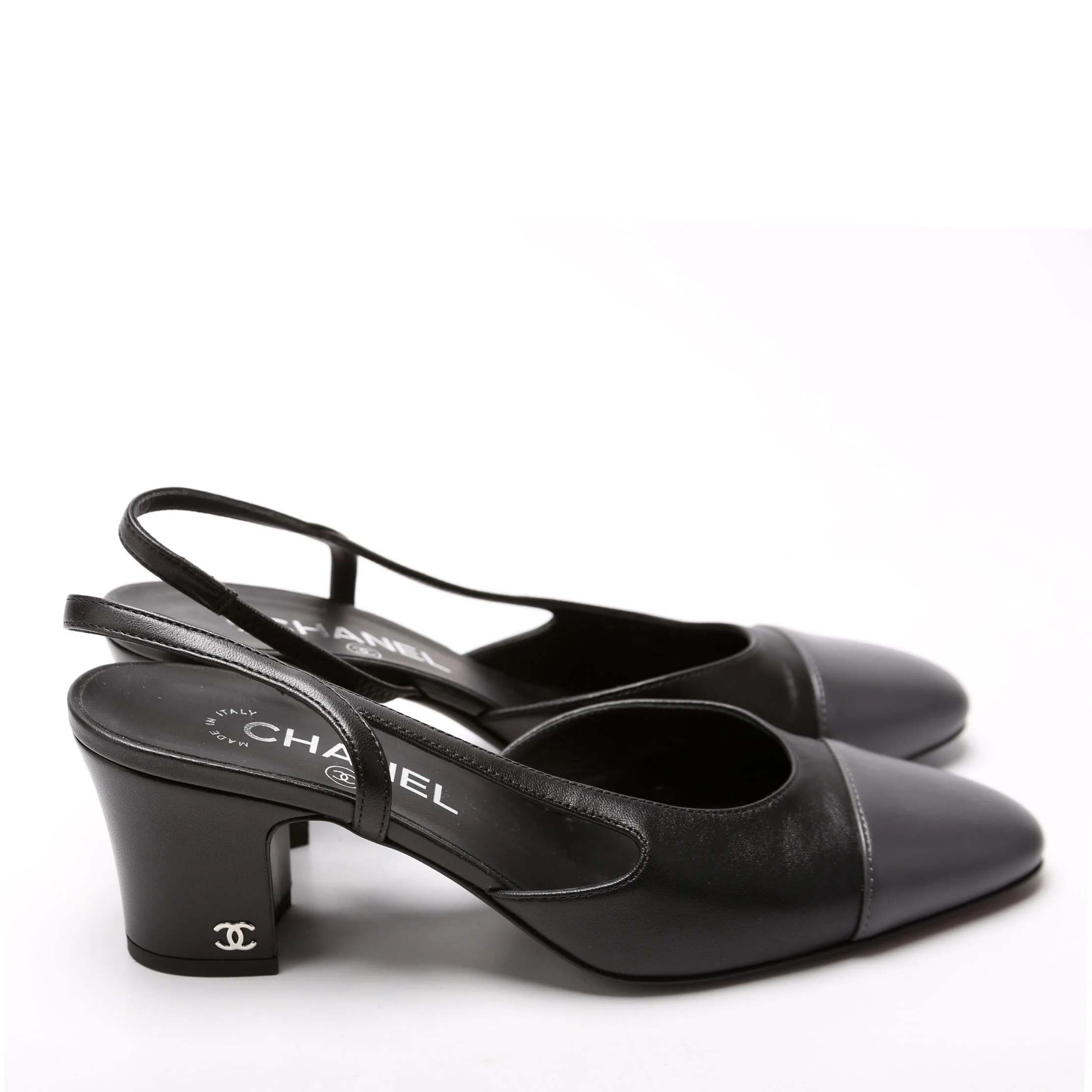 Cap Toe CC Slingback Lambskin Size 37.5 Black - Image 3