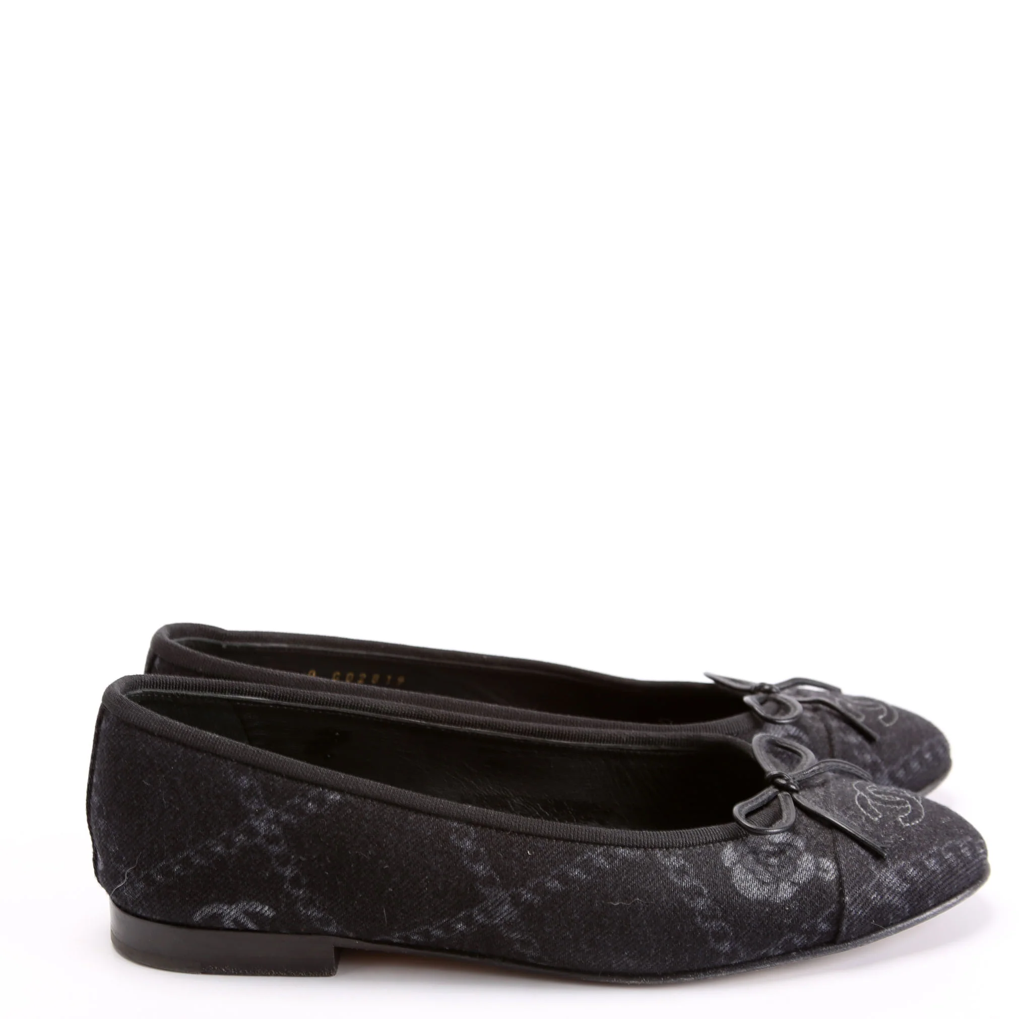 Cap Toe Fabric Ballet Flats Size 38 Black - Image 3