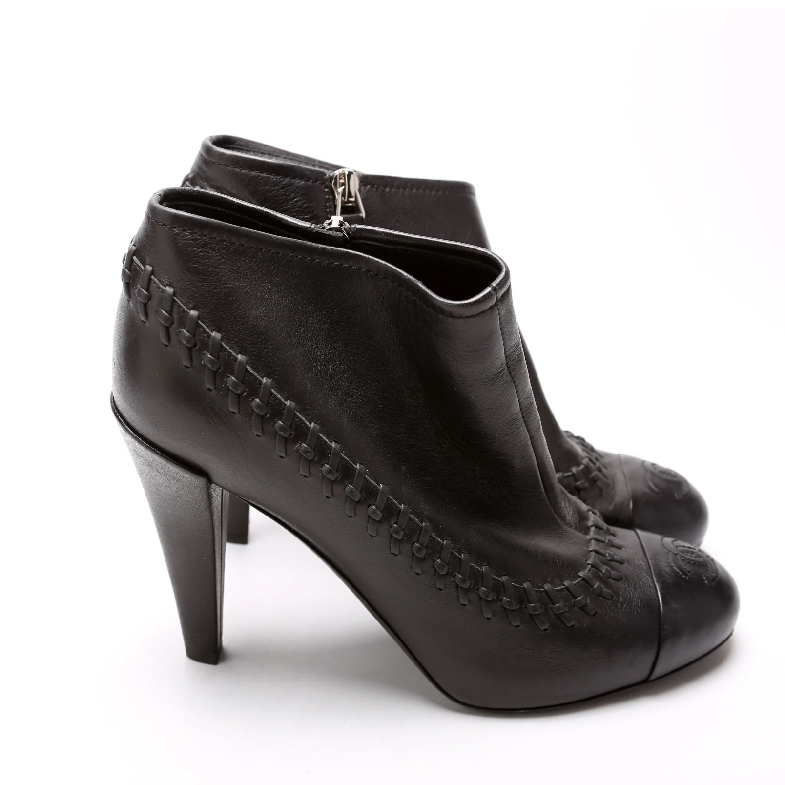 Cap Toe Leather Ankle Booties Size 38 - Image 4