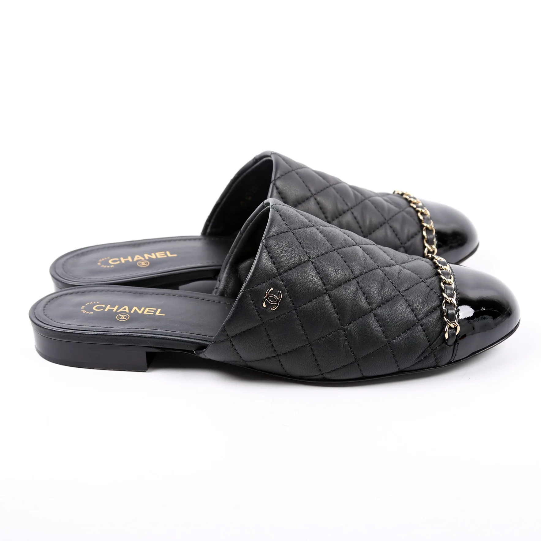 Cap Toe Quilted Chain Mules Size 39.5 - Image 5
