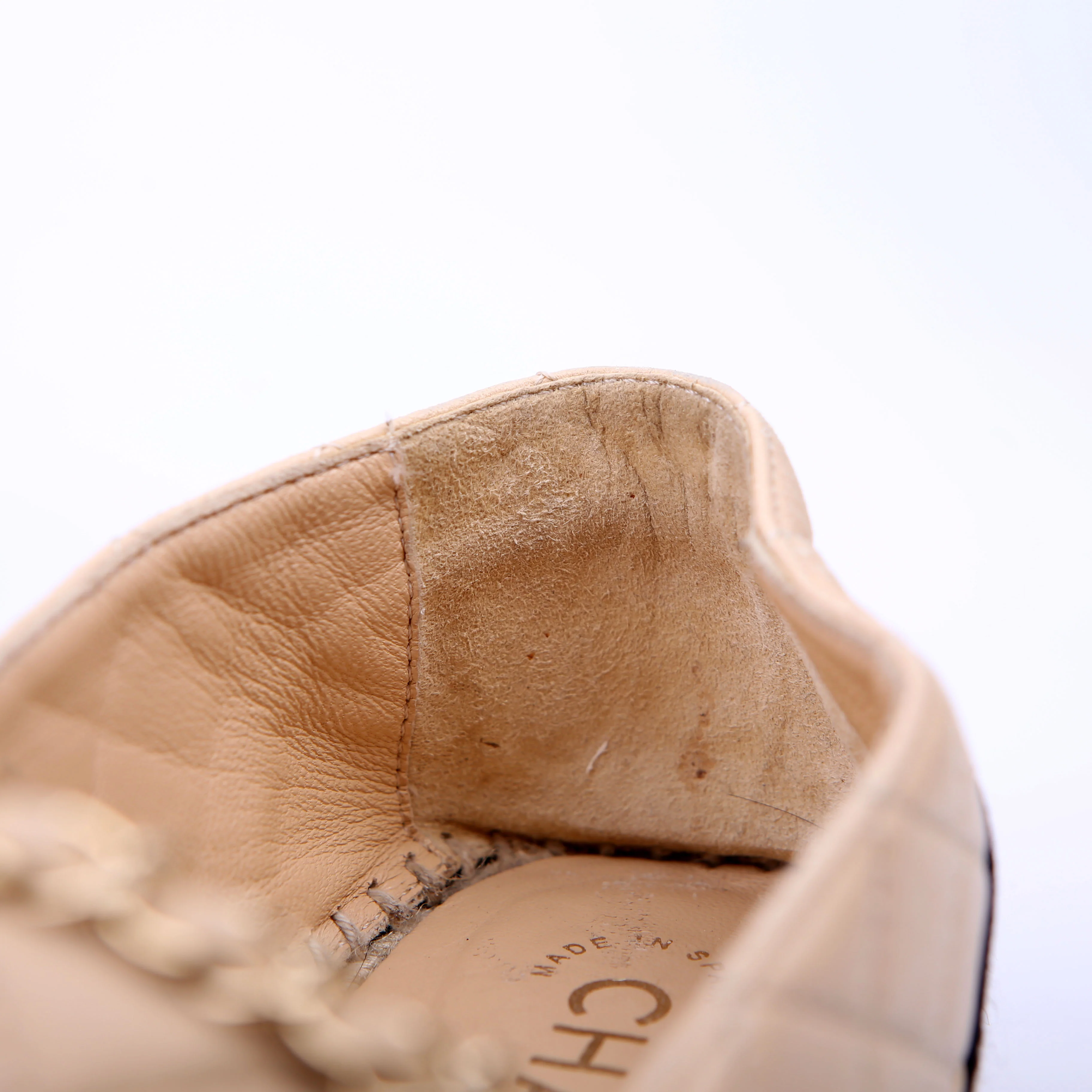 Cap Toe Quilted Espadrilles Size 38 Tan - Image 11