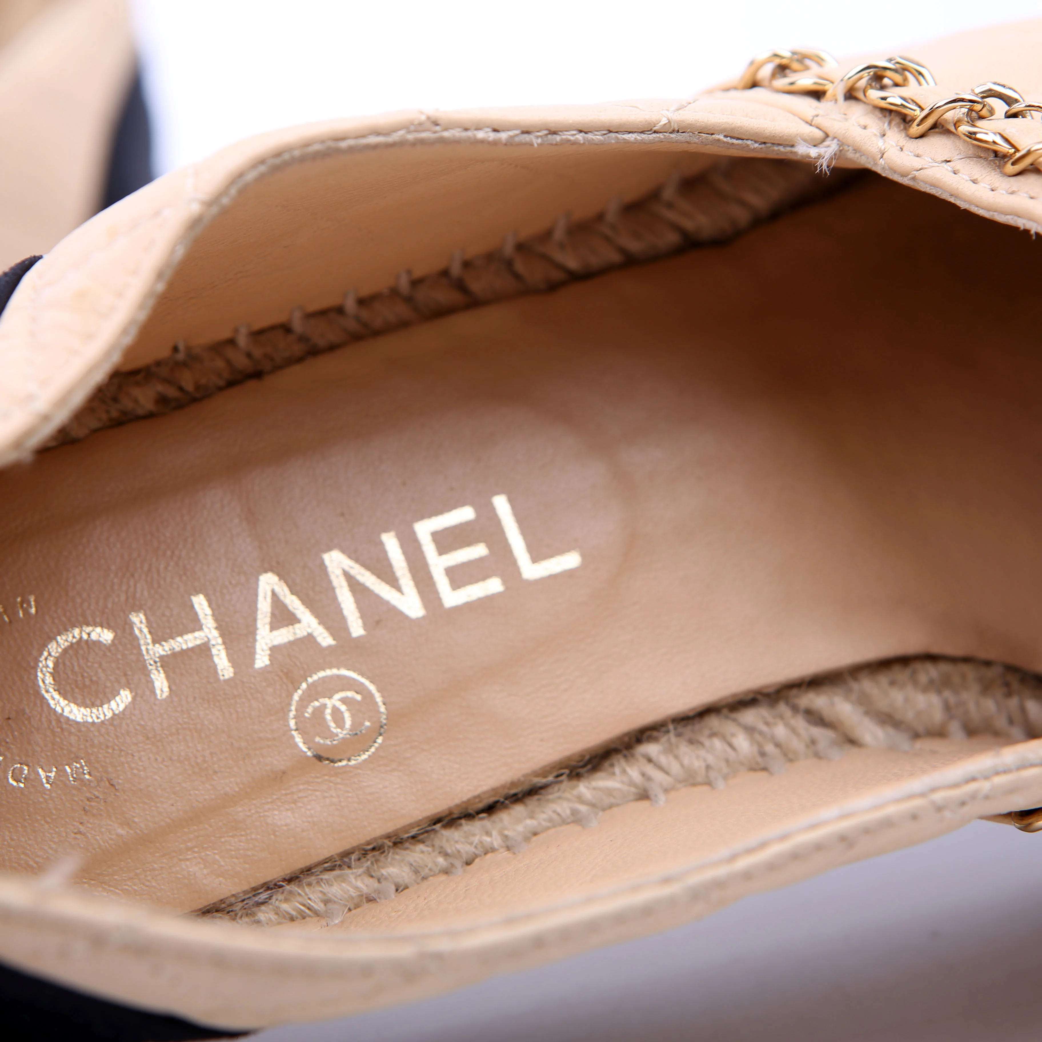 Cap Toe Quilted Espadrilles Size 38 Tan - Image 12