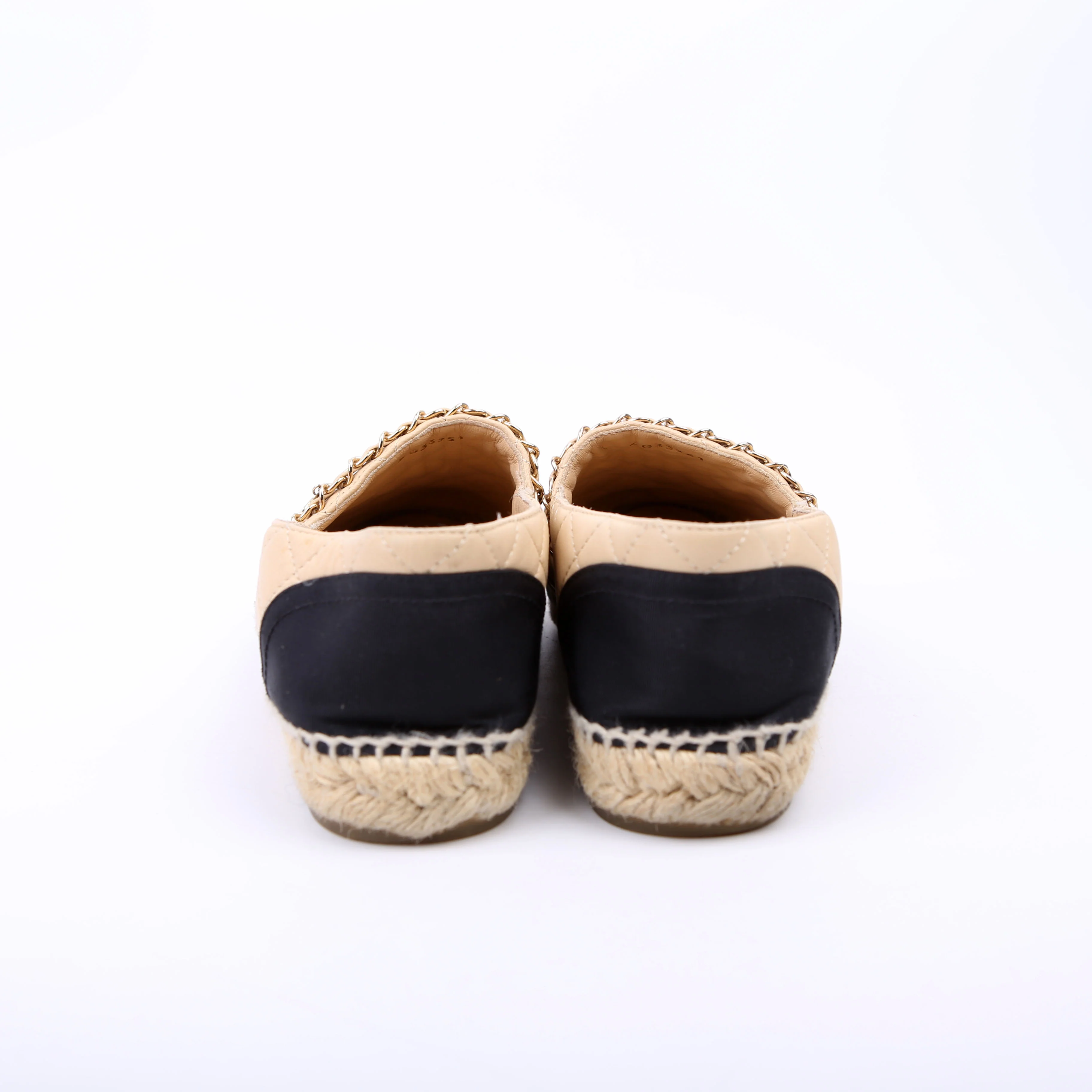 Cap Toe Quilted Espadrilles Size 38 Tan - Image 4