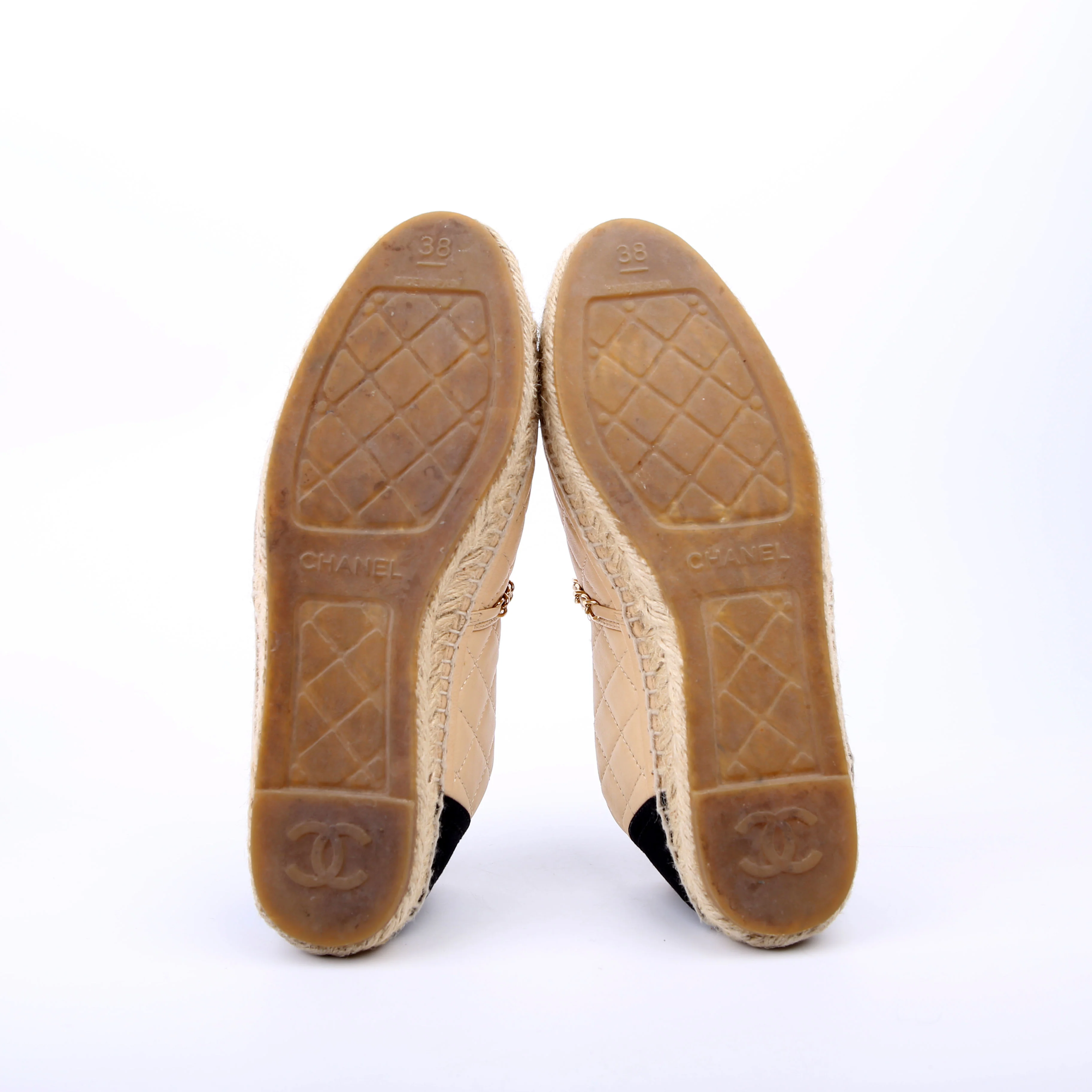 Cap Toe Quilted Espadrilles Size 38 Tan - Image 6