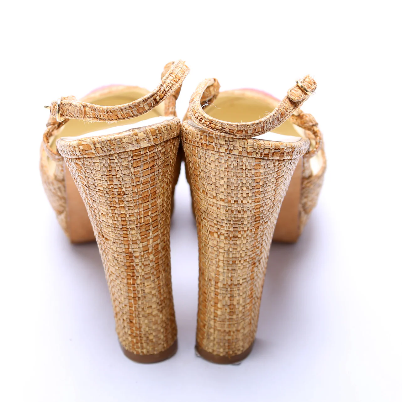 Cap Toe Raffia Slingback Pumps Size 39 - Image 4