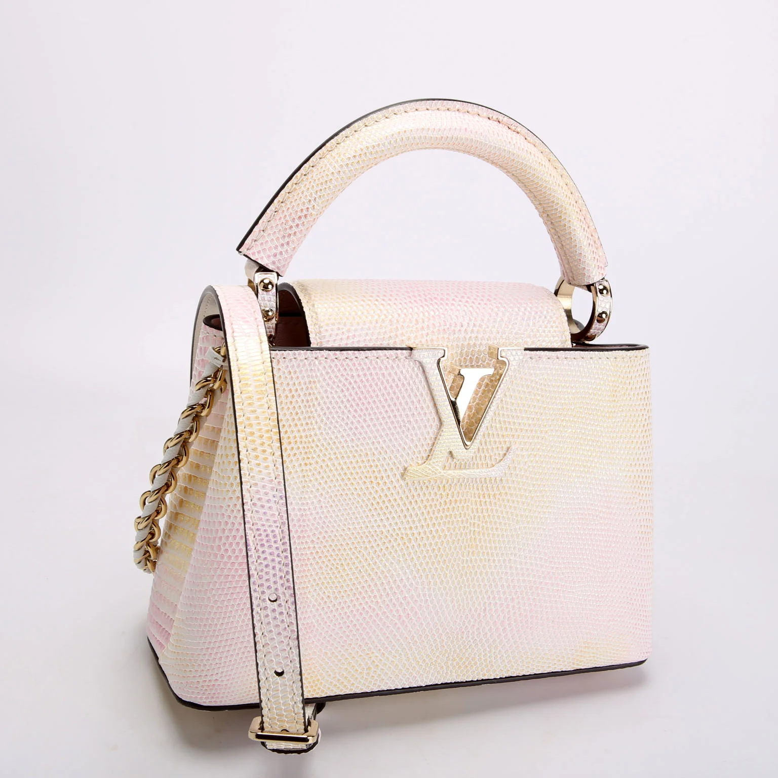 Capucines Mini Metallic Lizard Pink - Image 2