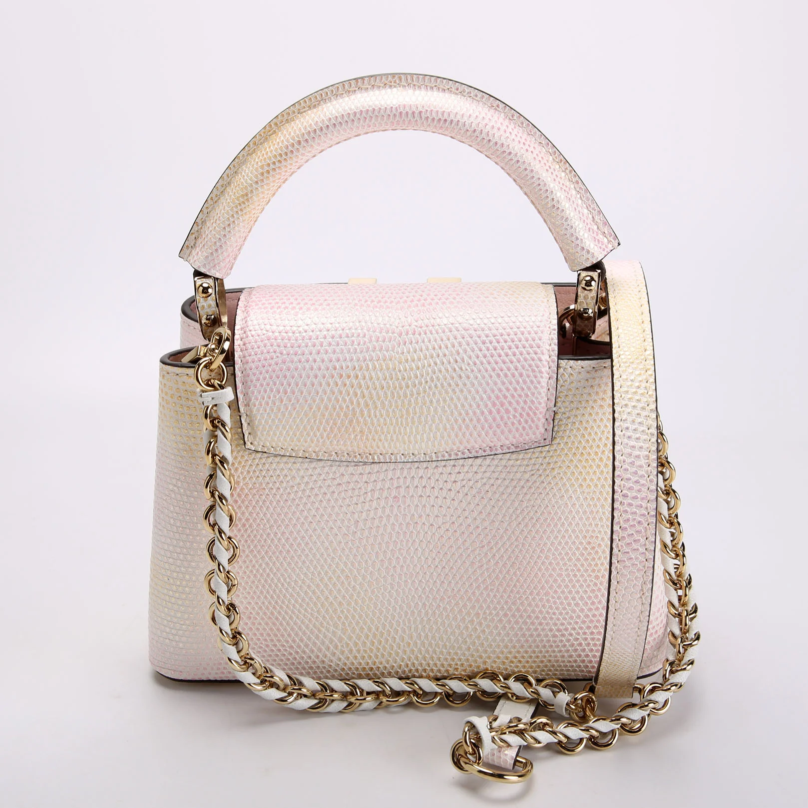 Capucines Mini Metallic Lizard Pink - Image 3