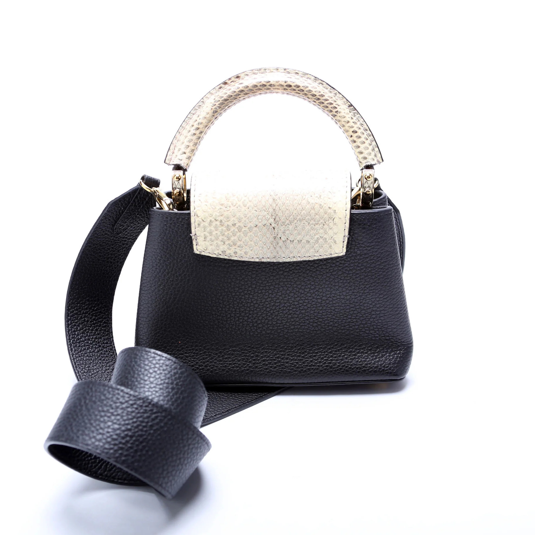 Capucines Mini Taurillon/Python Beige/Black - Image 3