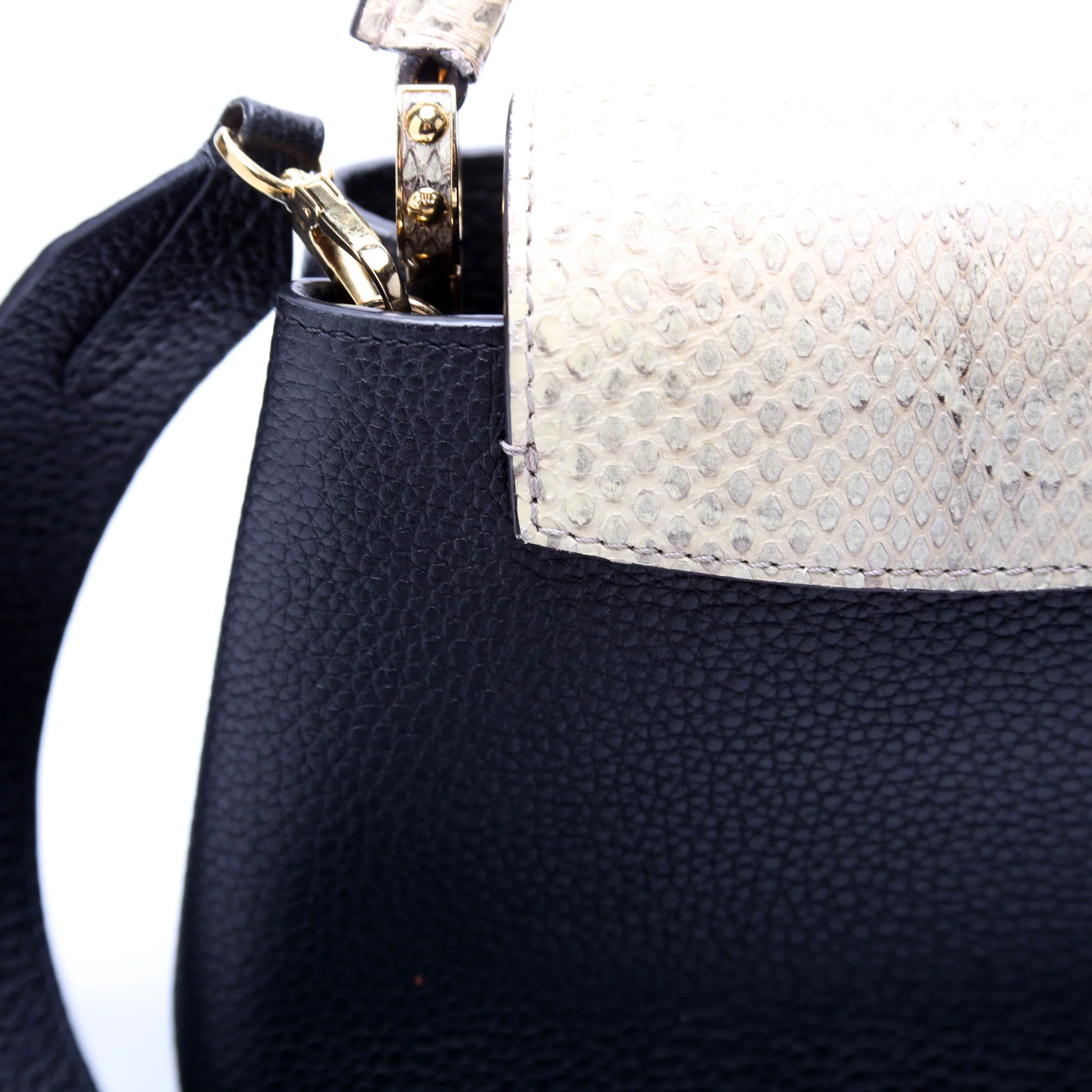 Capucines Mini Taurillon/Python Beige/Black - Image 6