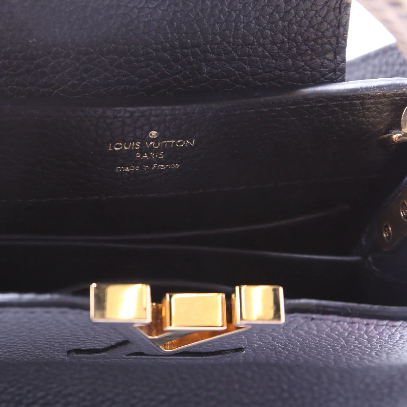 Capucines Mini Taurillon/Python Beige/Black - Image 7