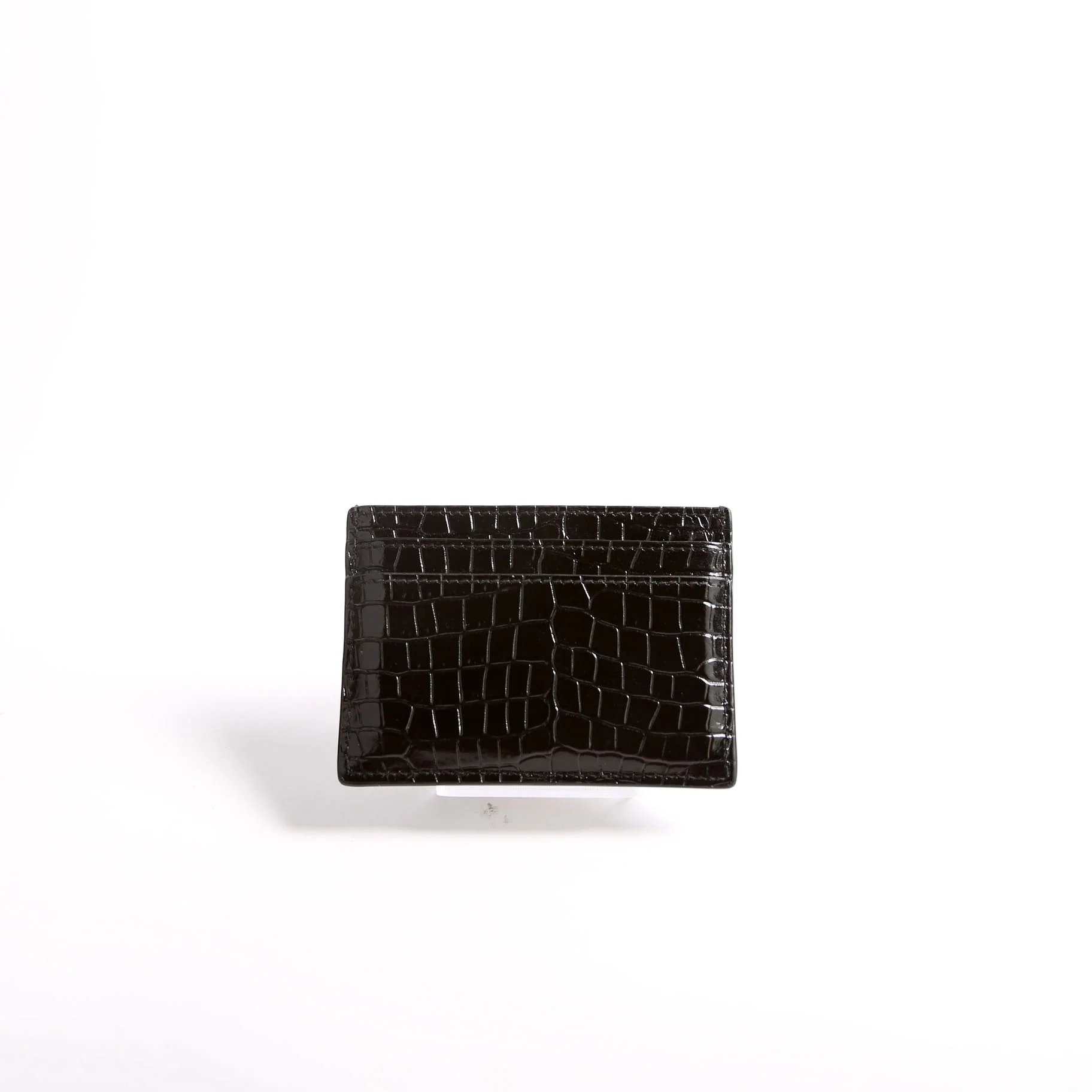 Card Holder Crocodile Embossed Patent 370778 Black - Image 2
