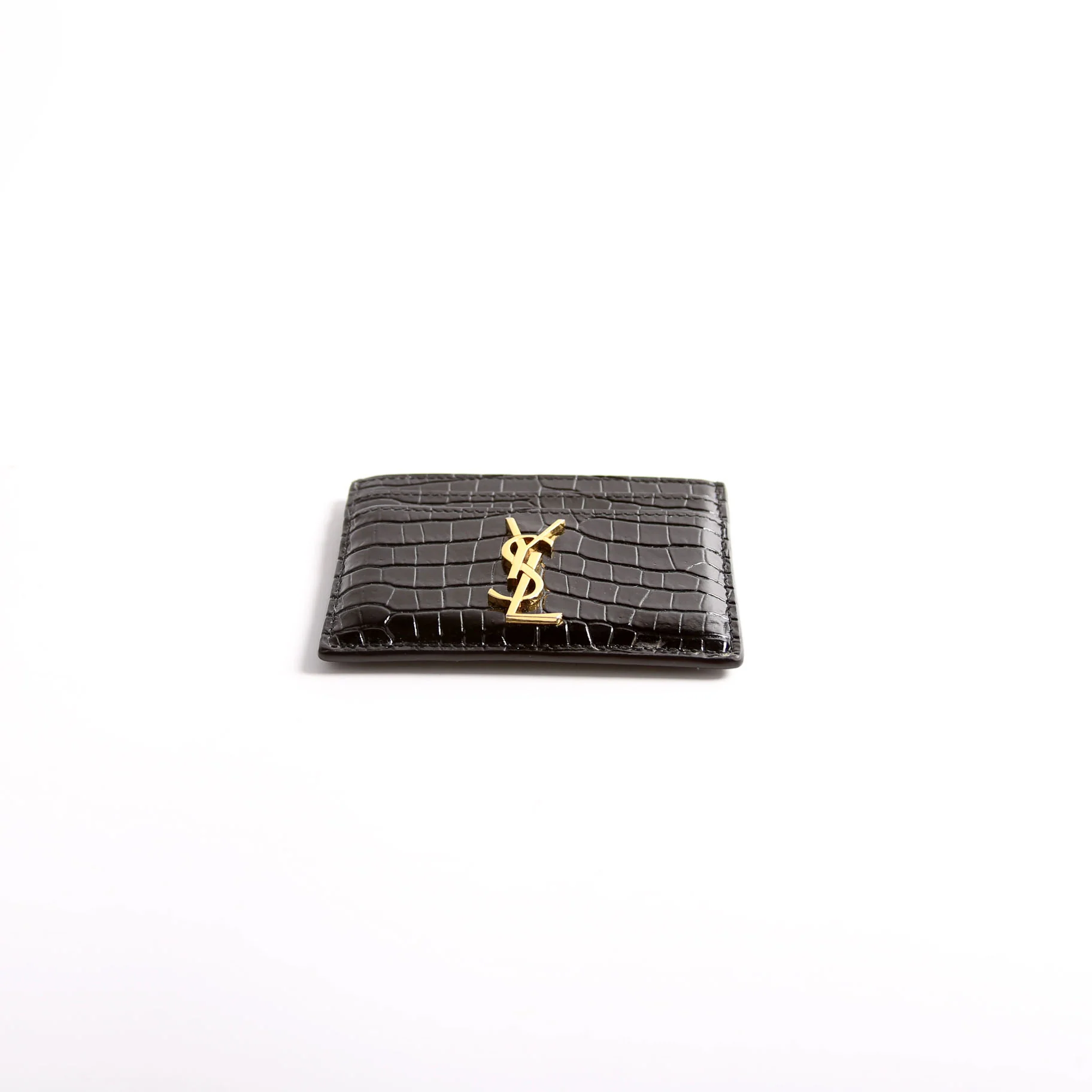 Card Holder Crocodile Embossed Patent 370778 Black - Image 3