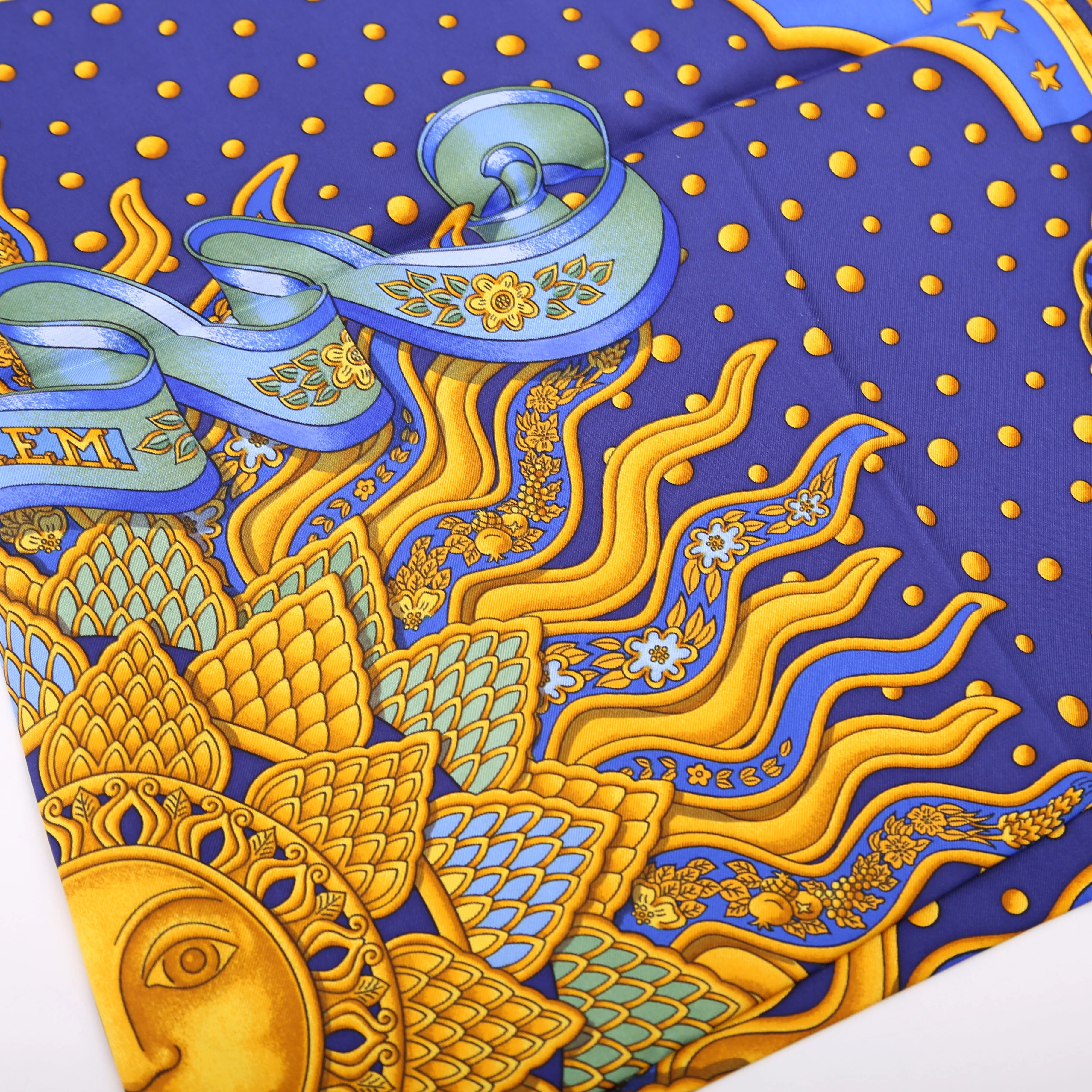 Carpe Diem Silk Scarf Blue - Image 5