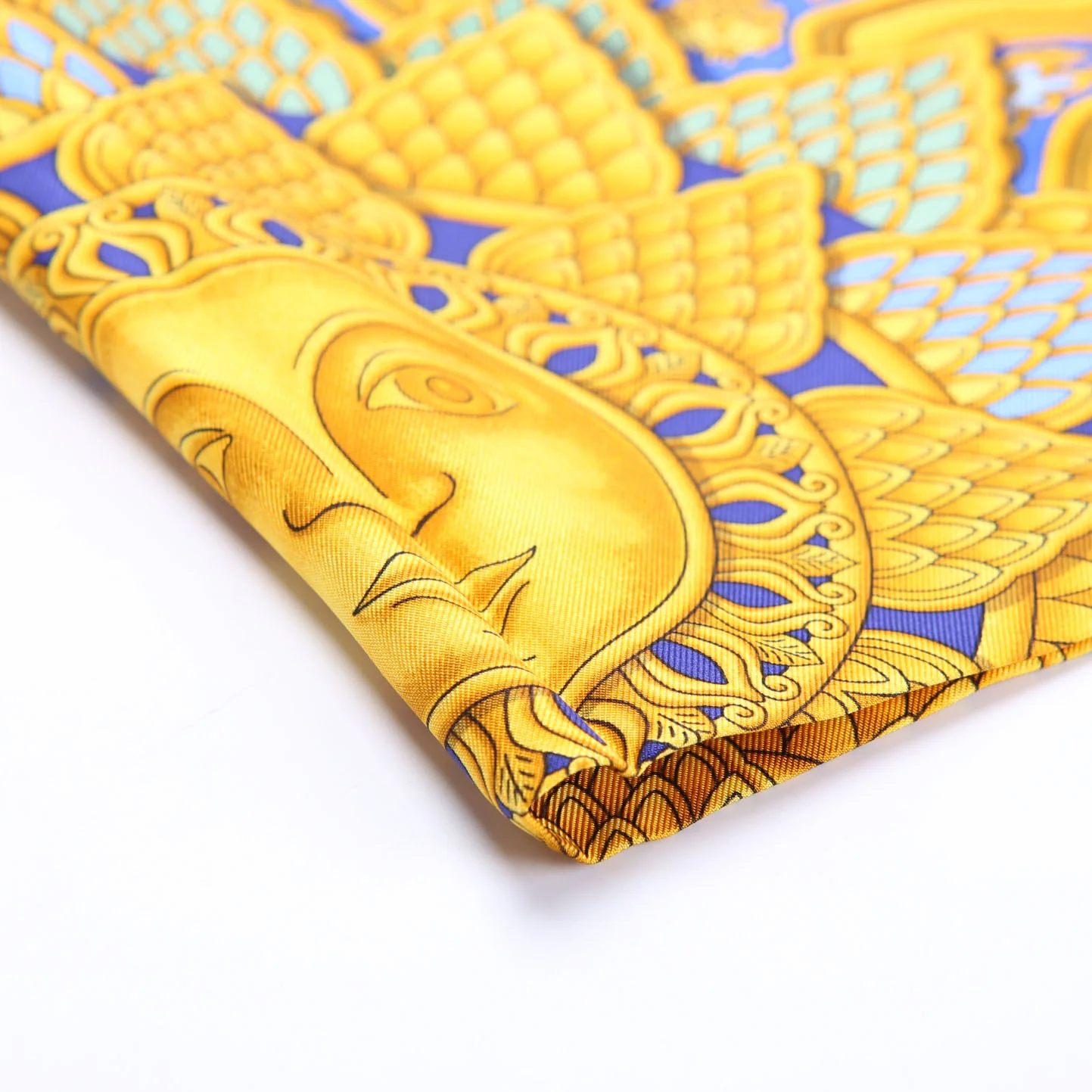 Carpe Diem Silk Scarf Blue/Gold - Image 5