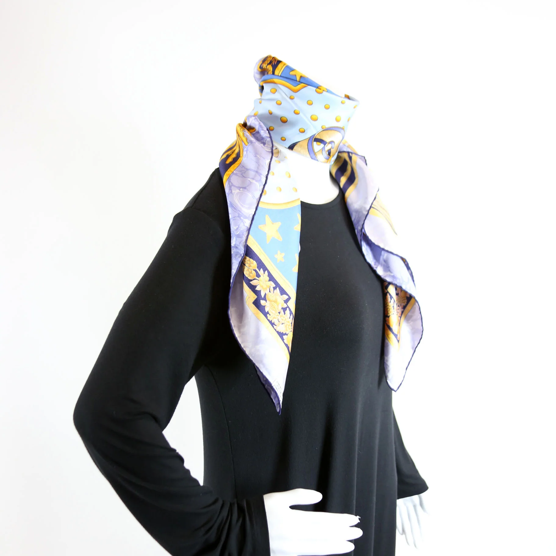 Carpe Diem Silk Scarf Blue/Multicolor - Image 8