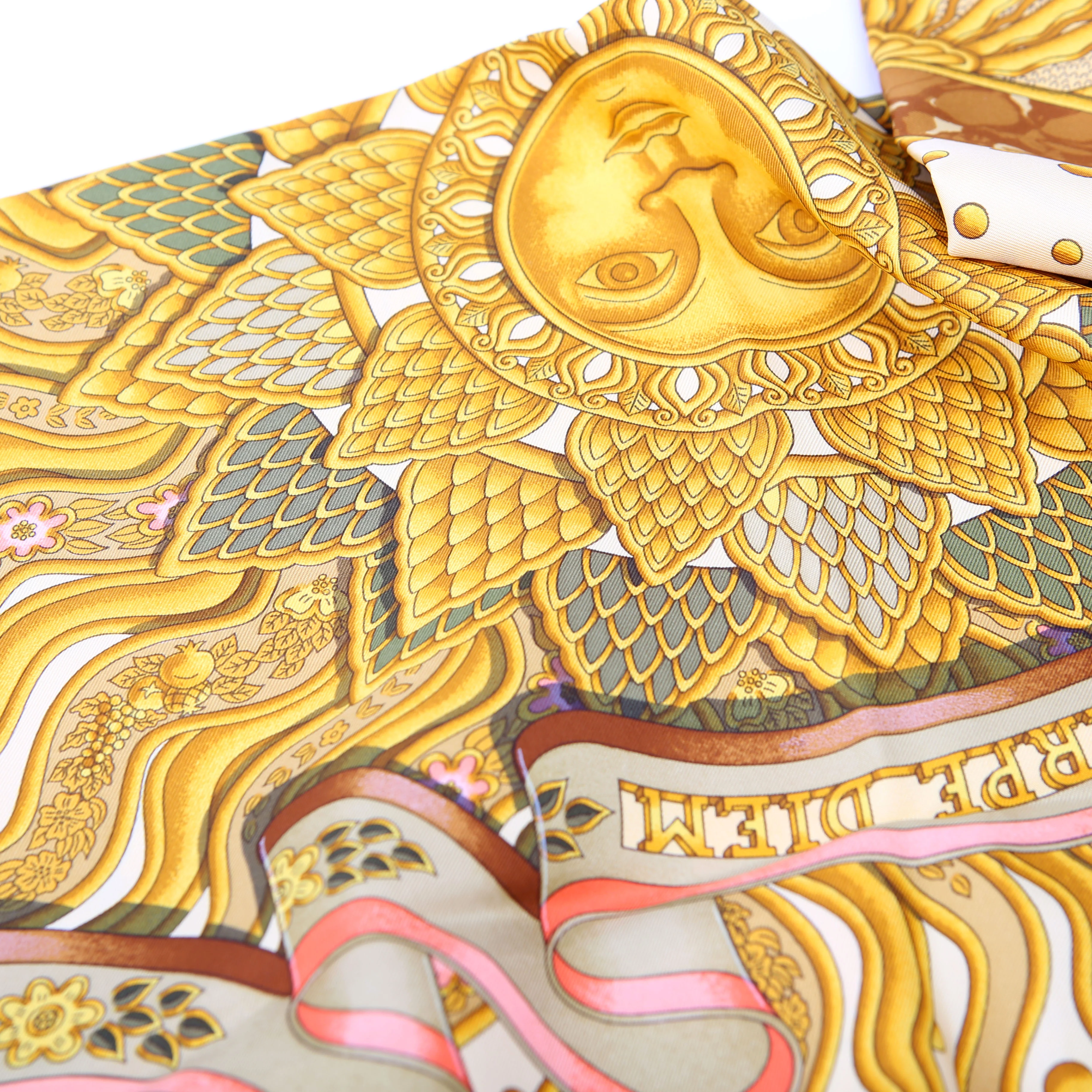 Carpe Diem Silk Scarf Yellow - Image 5