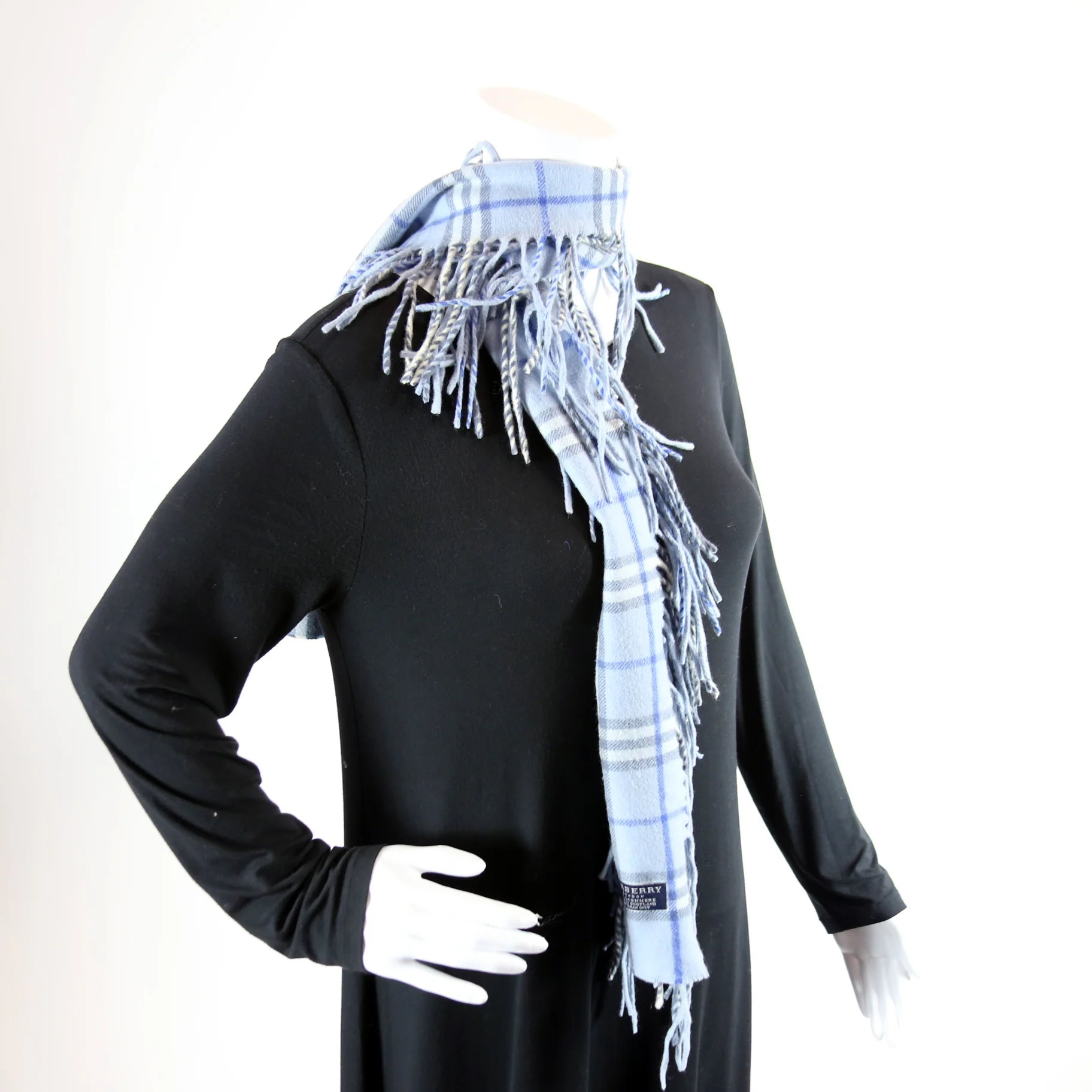 Cashmere Small Wrap Scarf Blue - Image 5