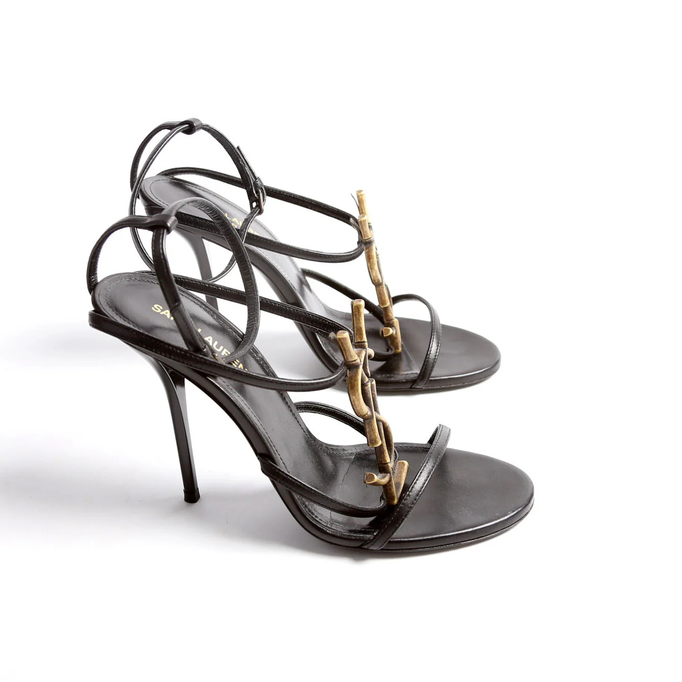 Cassandra Monogram Sandals 100 Size 37 Black/Gold - Image 4