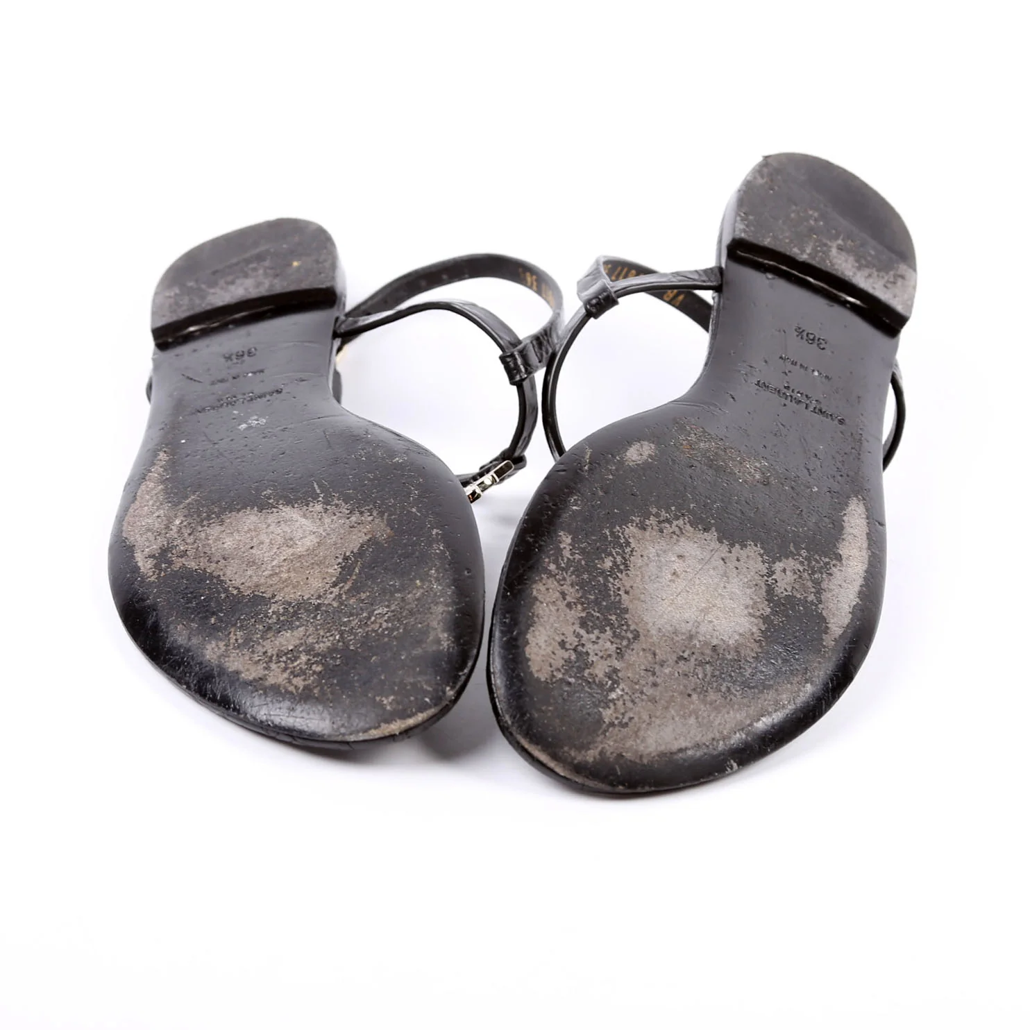 Cassandra T-Strap Sandals Crocodile Embossed Size 36.5 Black - Image 6