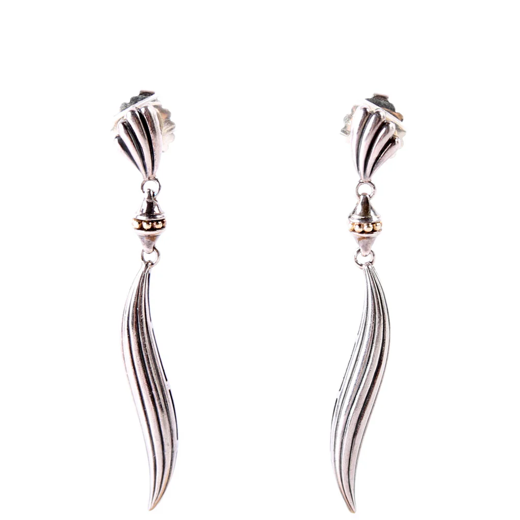 Caviar Chi Chi Fluted Drop Earrings 925/750