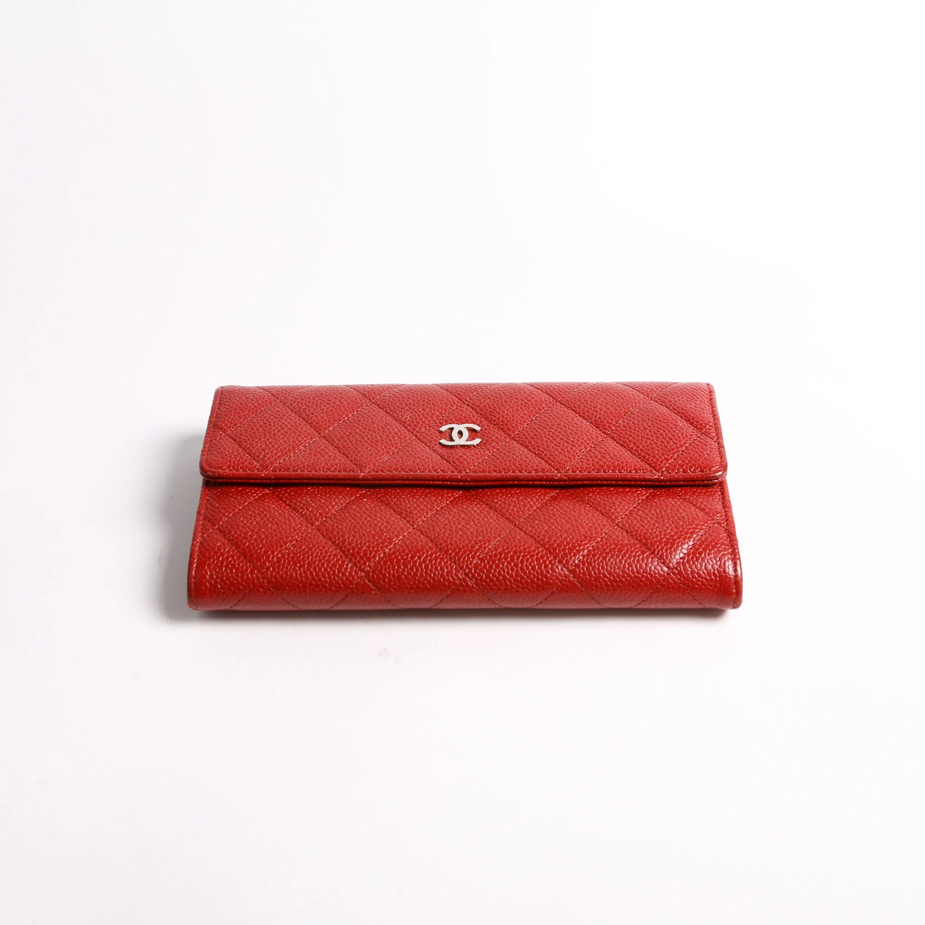 Caviar Quilted Large Flap Wallet 21M Red - Image 3