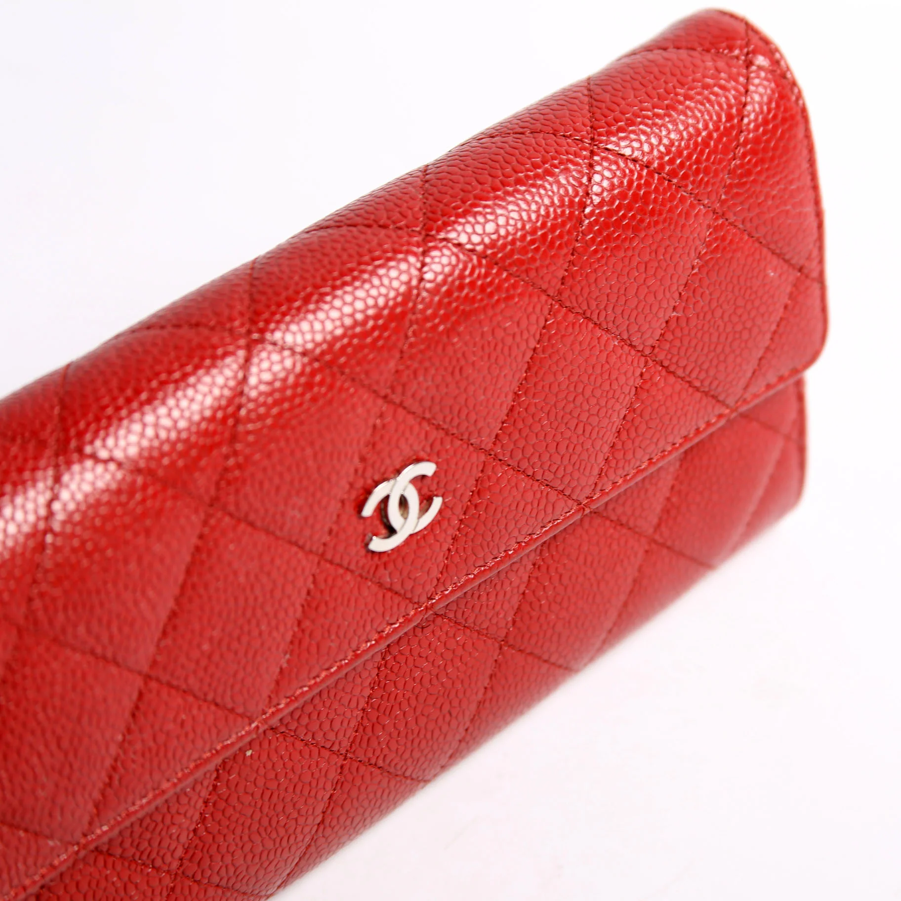 Caviar Quilted Large Flap Wallet 21M Red - Image 6