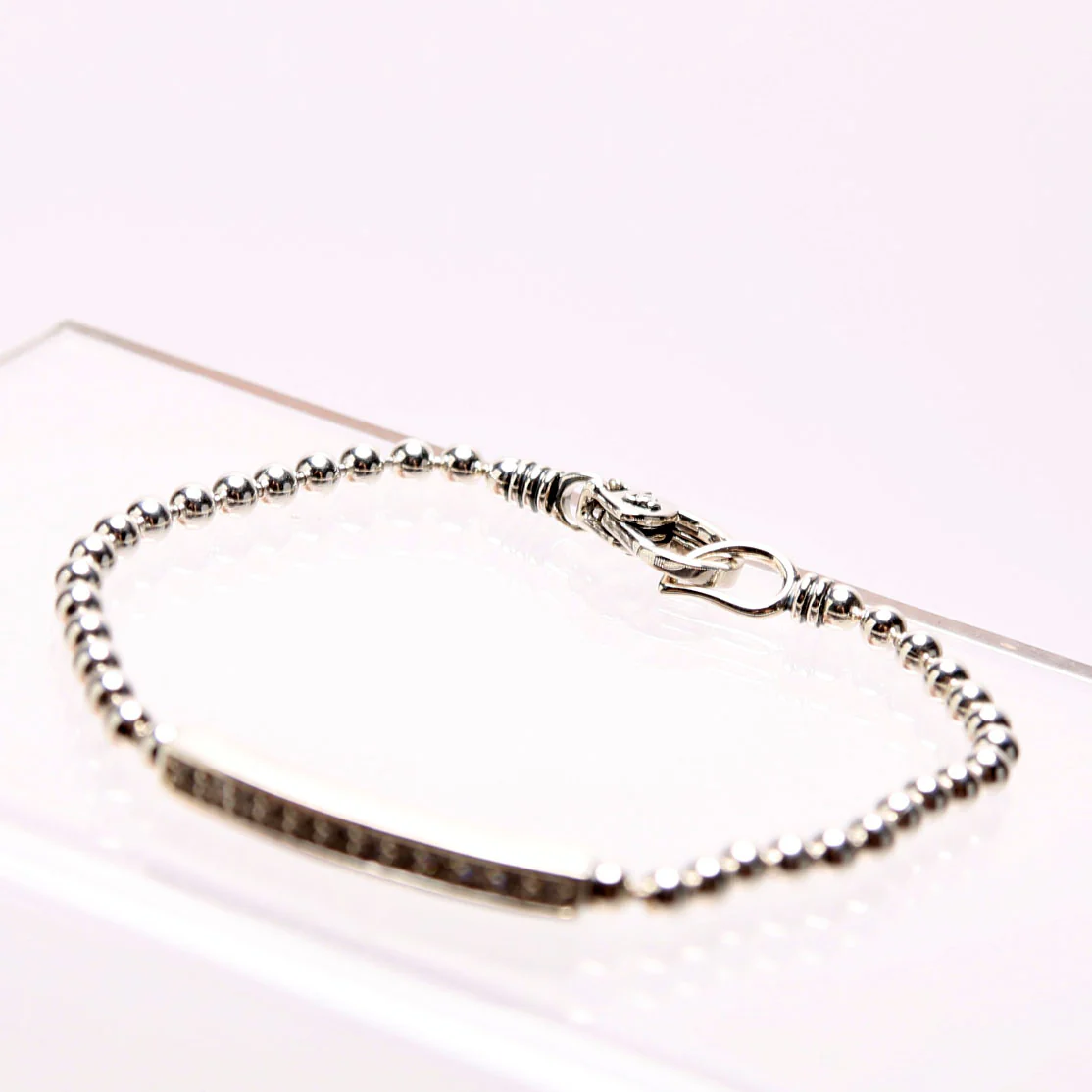 Caviar Spark Beaded 3MM Bracelet Size S 925 With 0.3CT Diamonds - Image 3