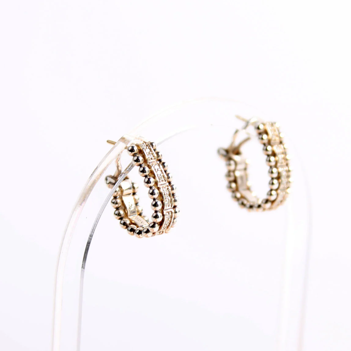 Caviar Spark Diamond Huggies Earrings Silver - Image 5