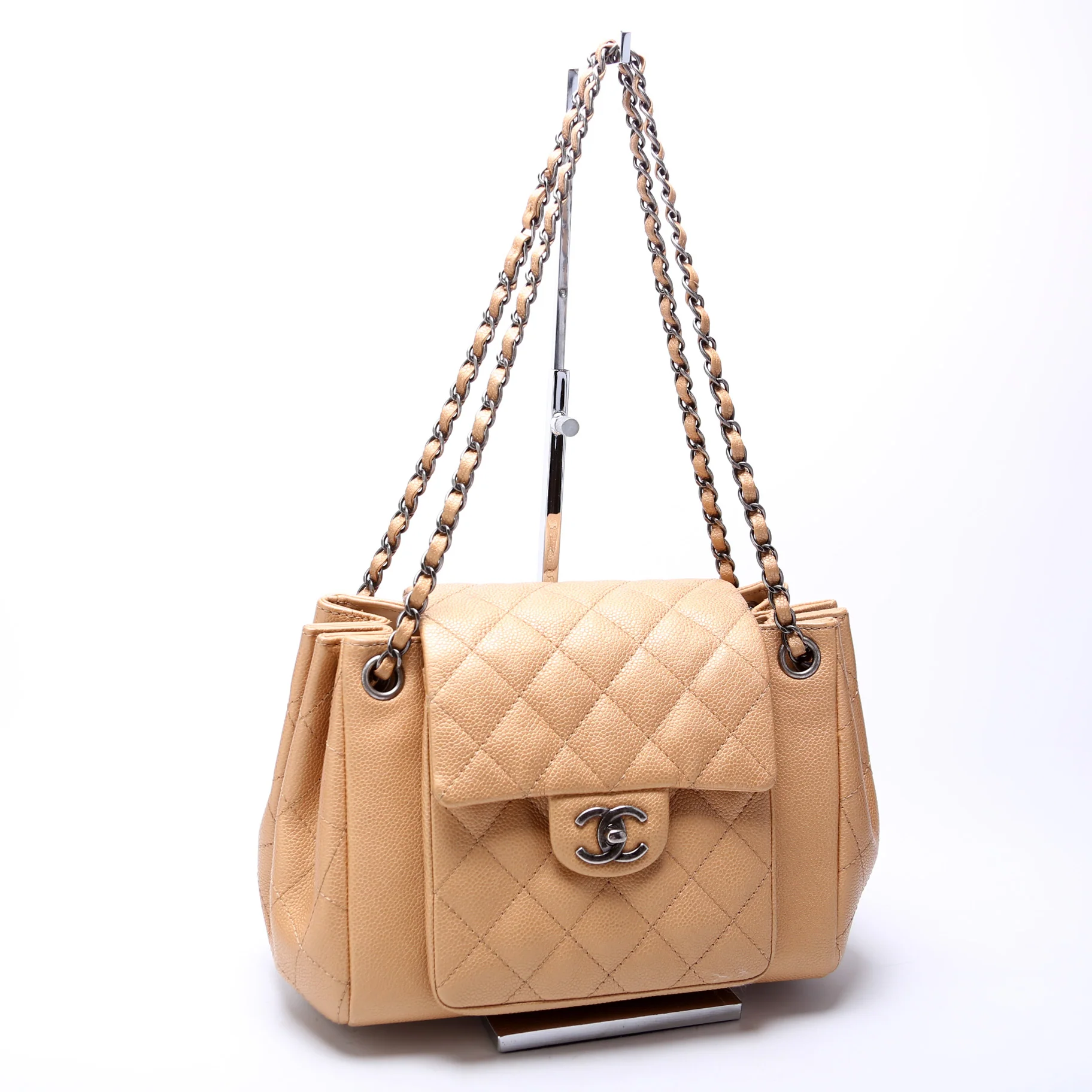 CC Accordion Shopping Bag Quilted Caviar 22M - Image 2