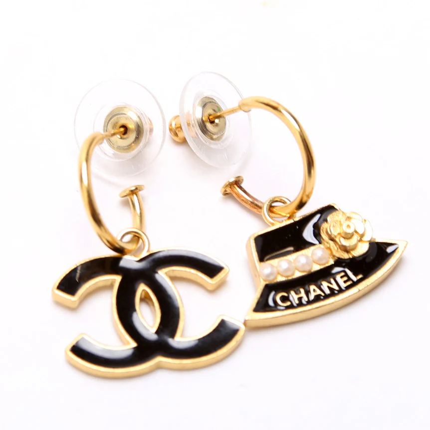 CC And Hat Hoop Drop Earrings - Image 2
