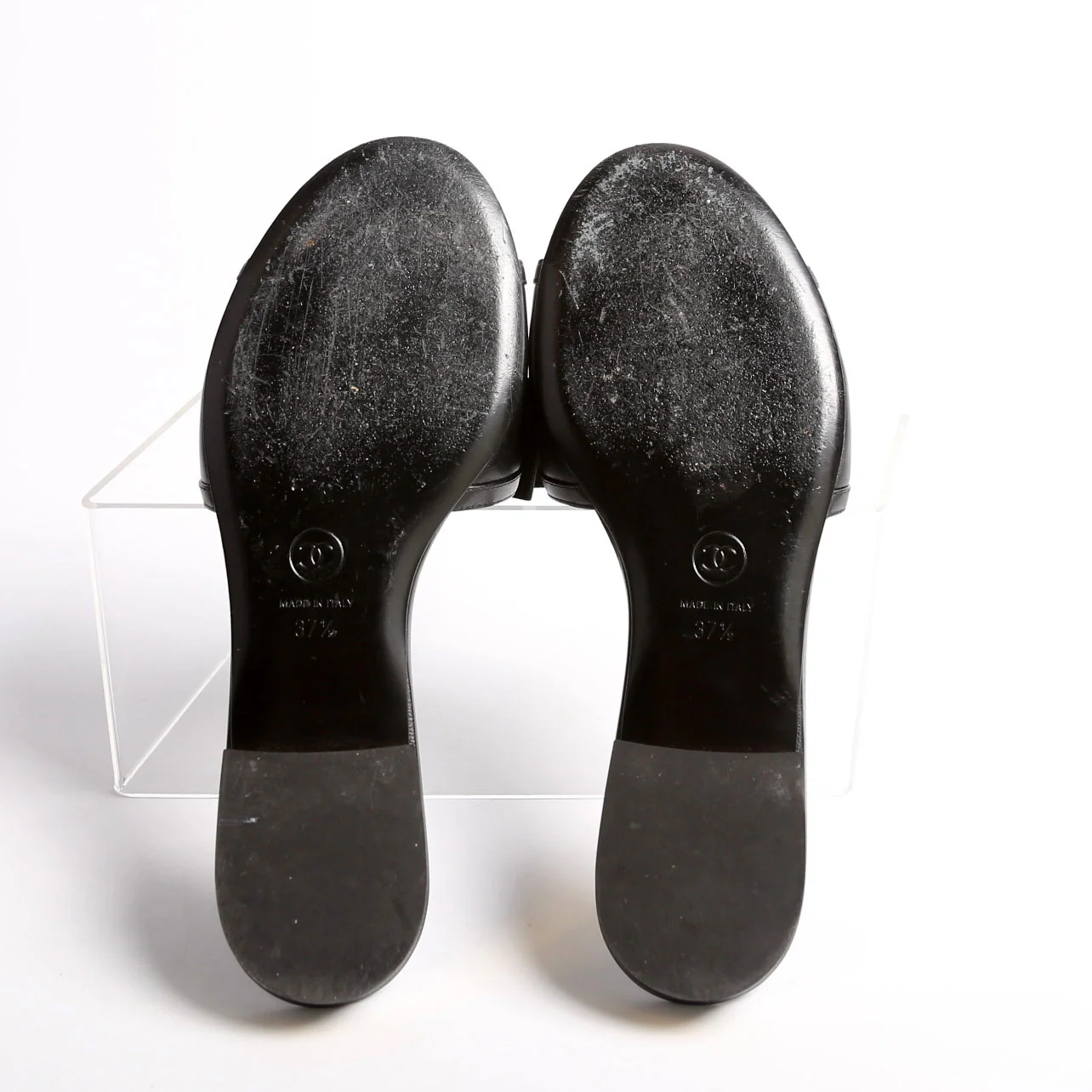 CC Bow Slide Sandals Calfskin Size 37.5 Black - Image 6
