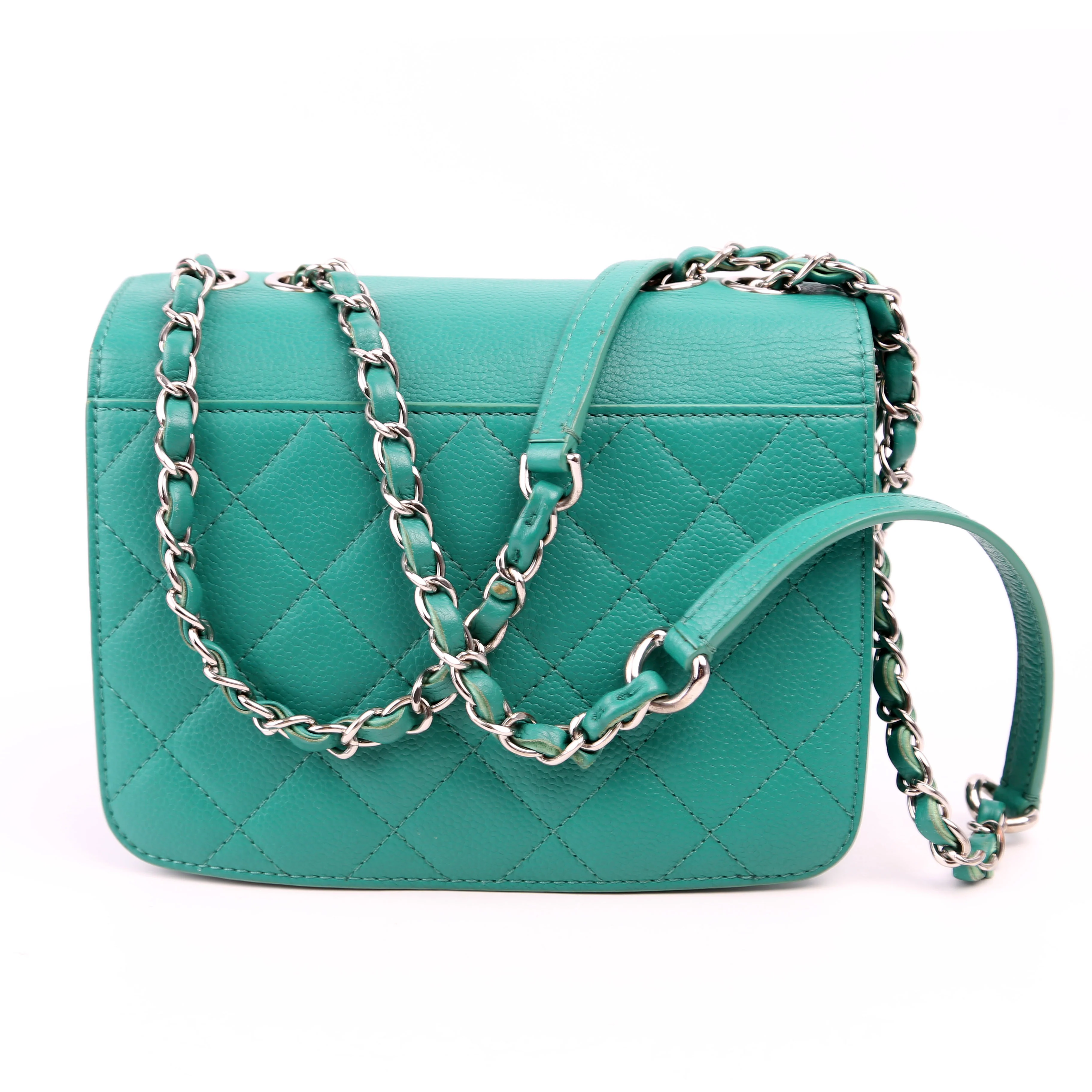CC Box Flap Bag Small Quilted Caviar 23M Green - Image 2