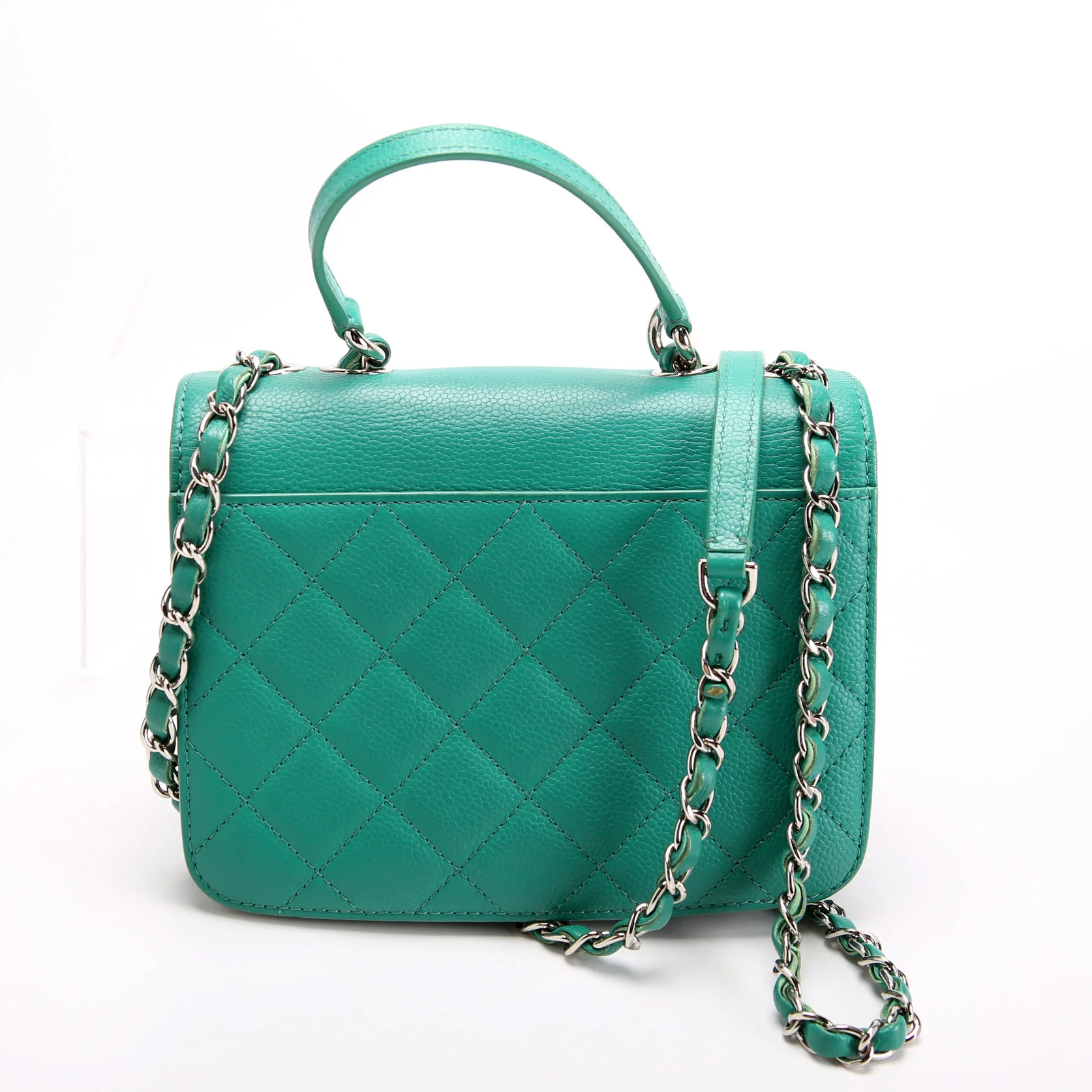 CC Box Flap Small Quilted Caviar 23M Green - Image 3