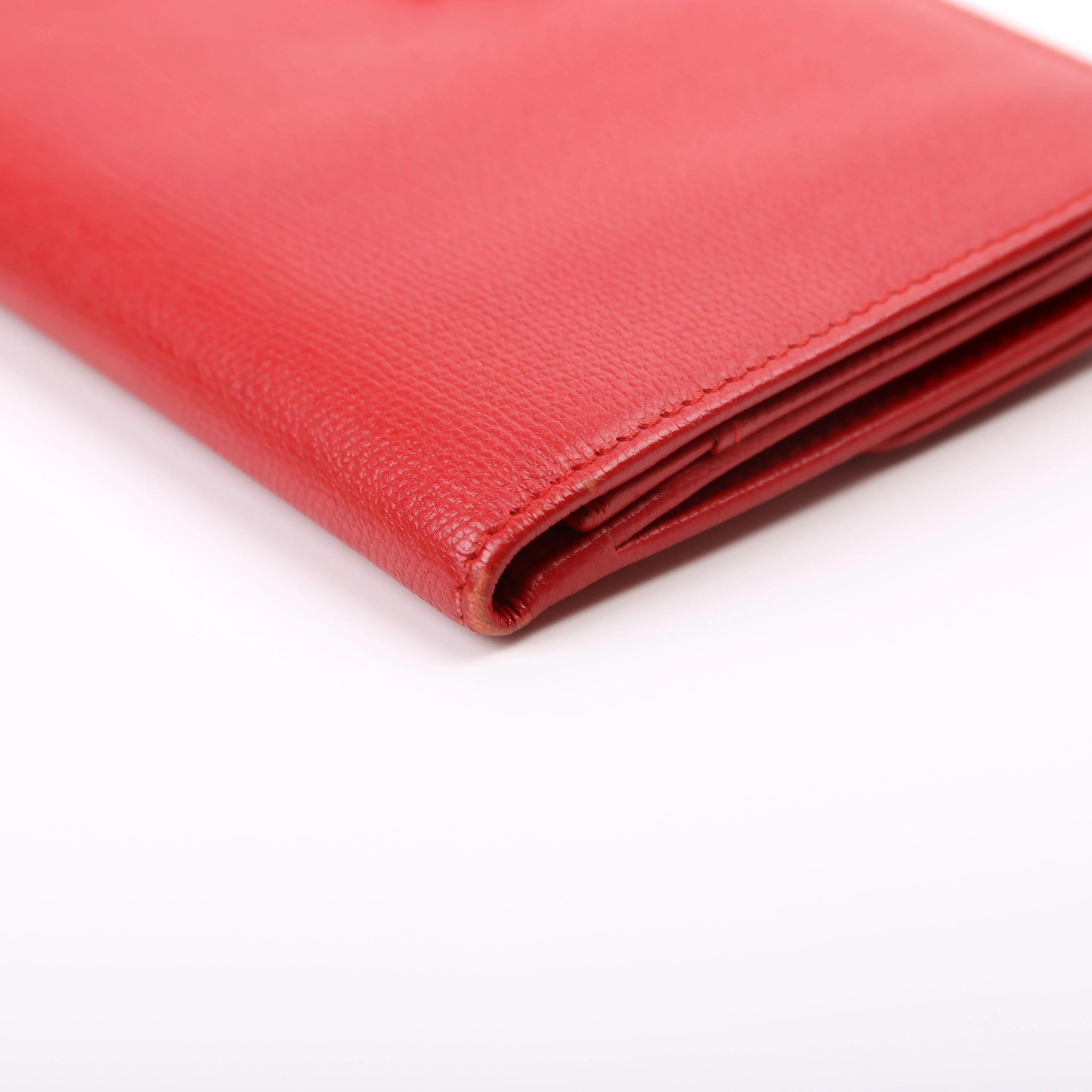 CC Button Long Wallet Grained Calfskin 9M Red - Image 6
