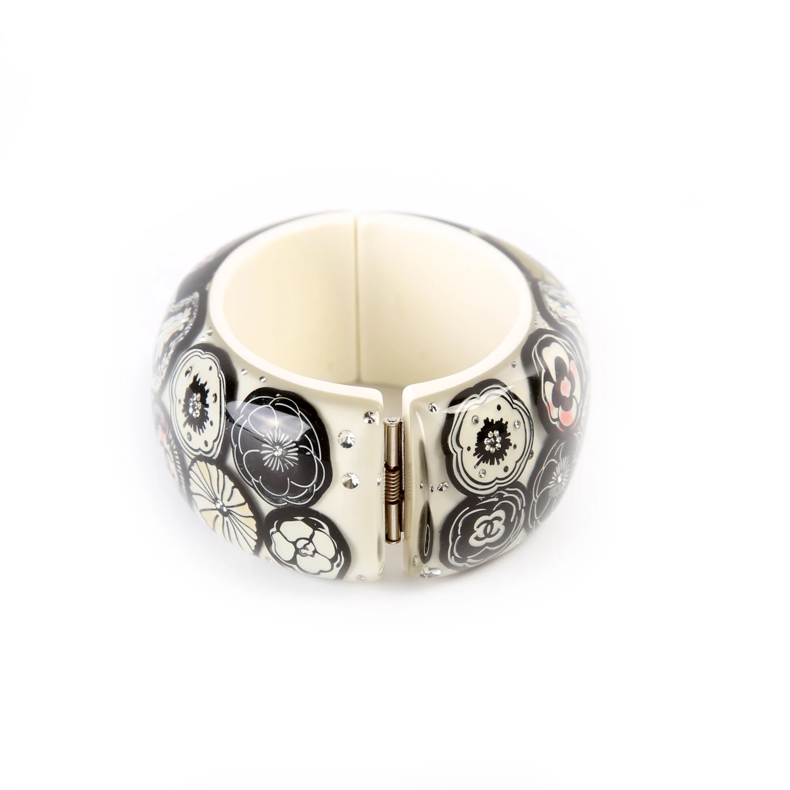 CC Camellia Flower Lucite Cuff Bracelet - Image 3