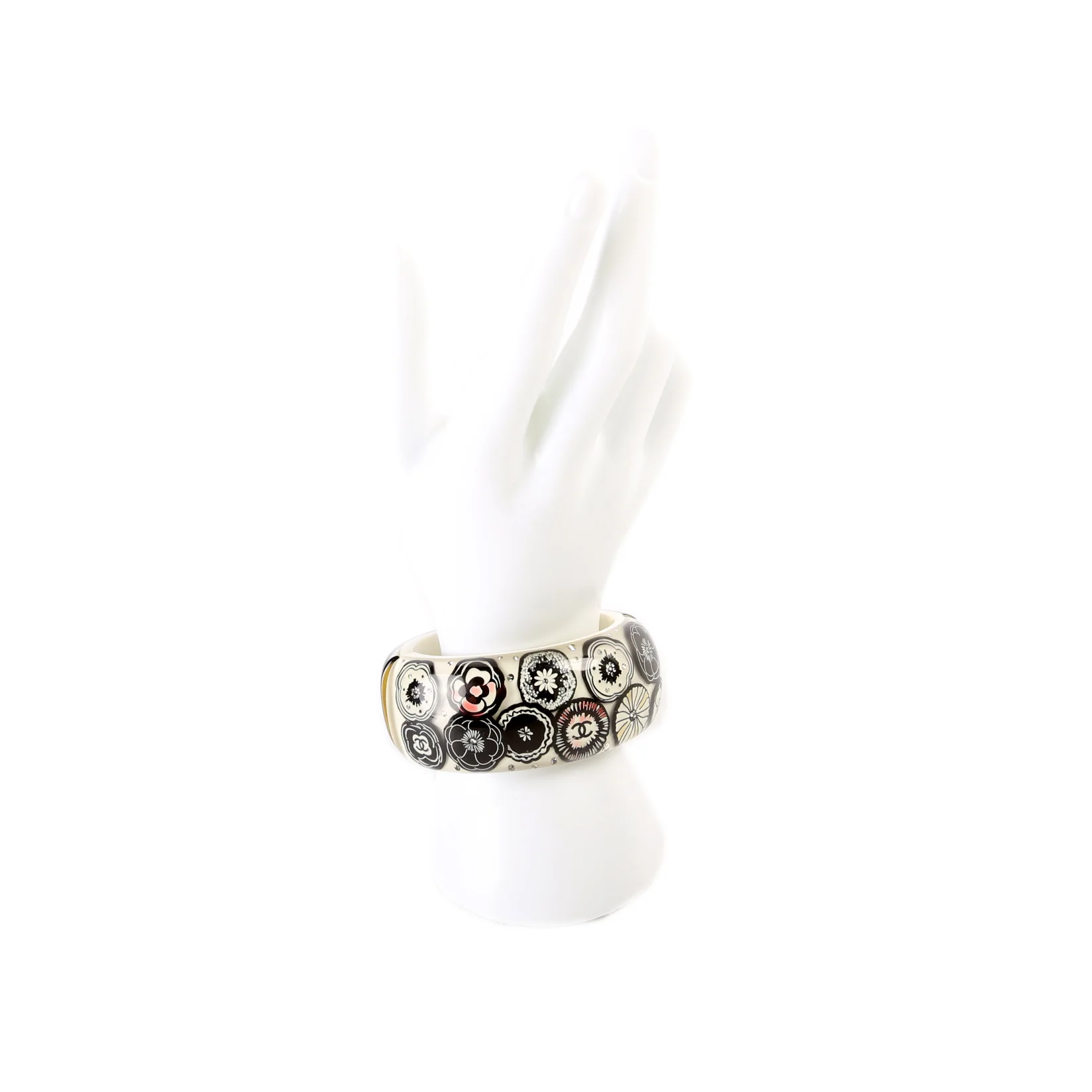 CC Camellia Flower Lucite Cuff Bracelet - Image 6