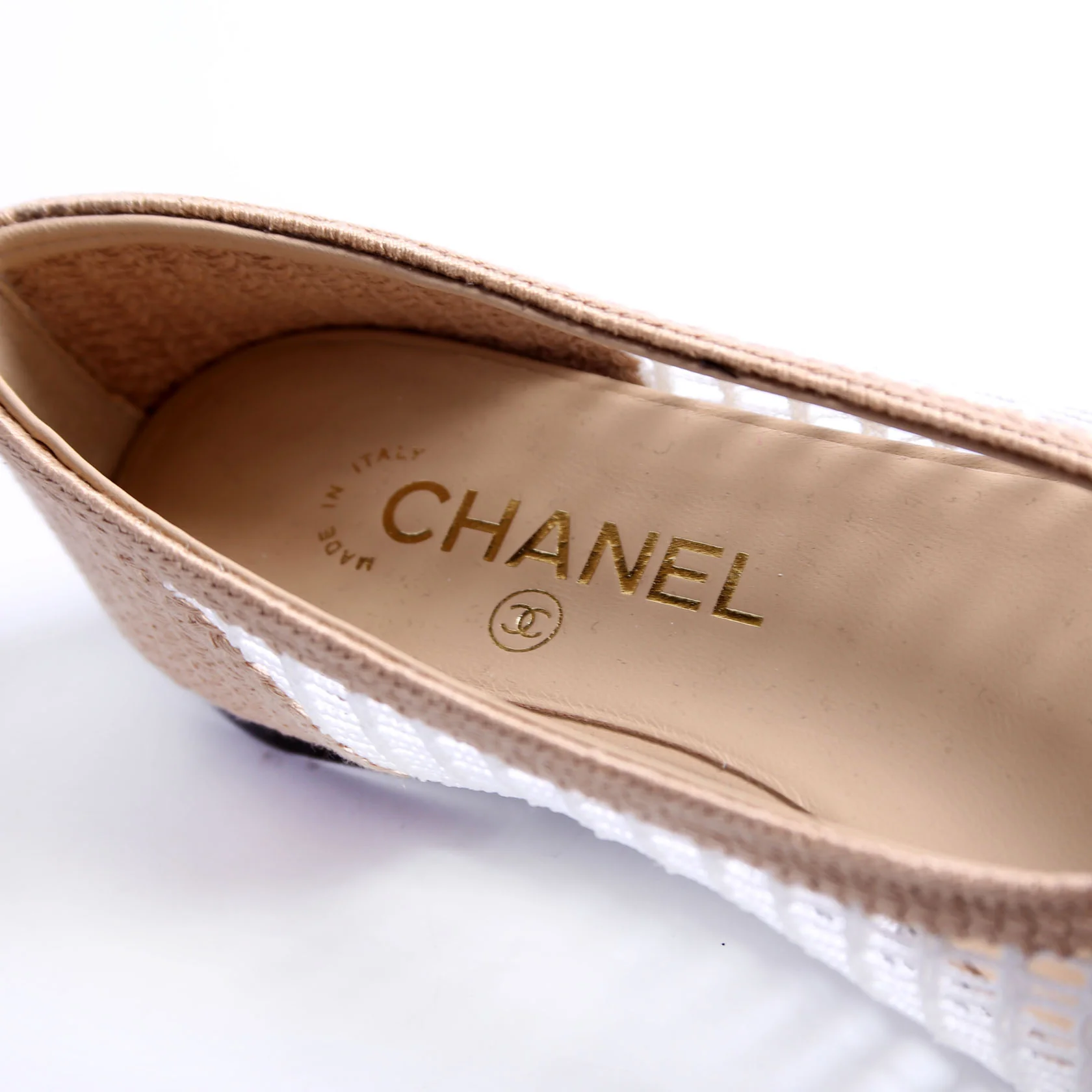 CC Cap Toe Ballet Flats Size 36.5 White/Beige - Image 8