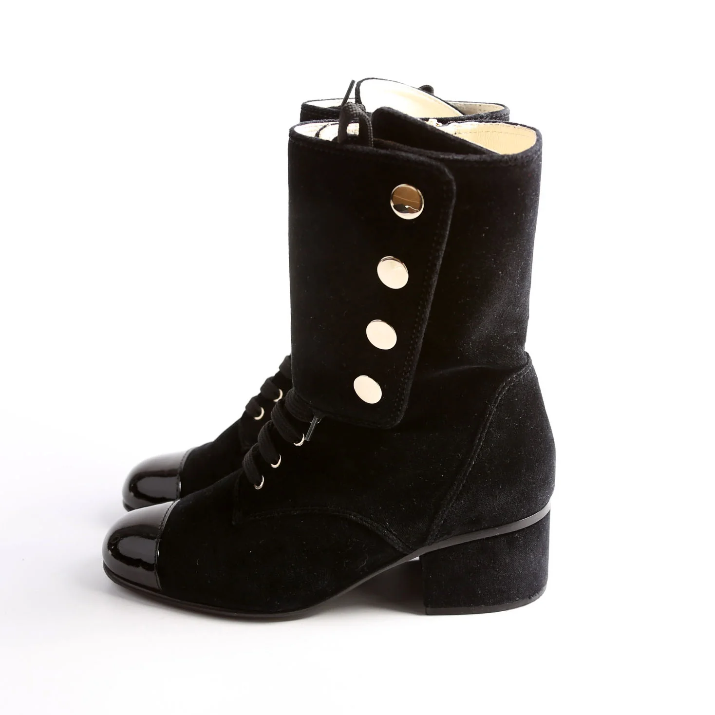 CC Cap Toe Velvet Lace-Up Boots Size 38 - Image 4