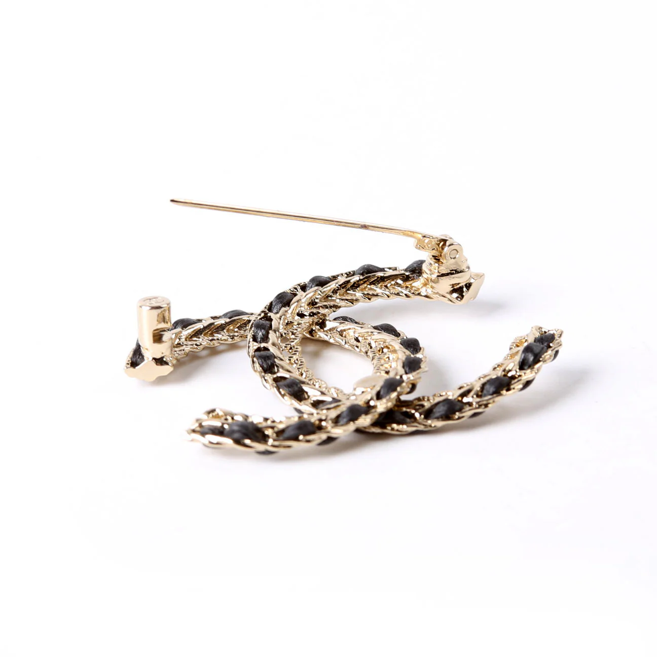 CC Chain/Lambskin Brooch Gold/Black - Image 5