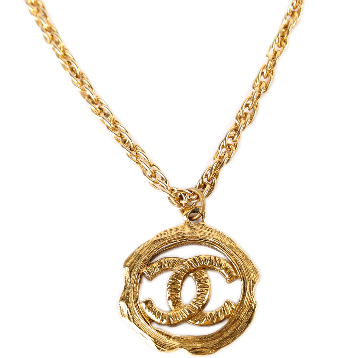 CC Circle Pendant On Chain Vintage Necklace