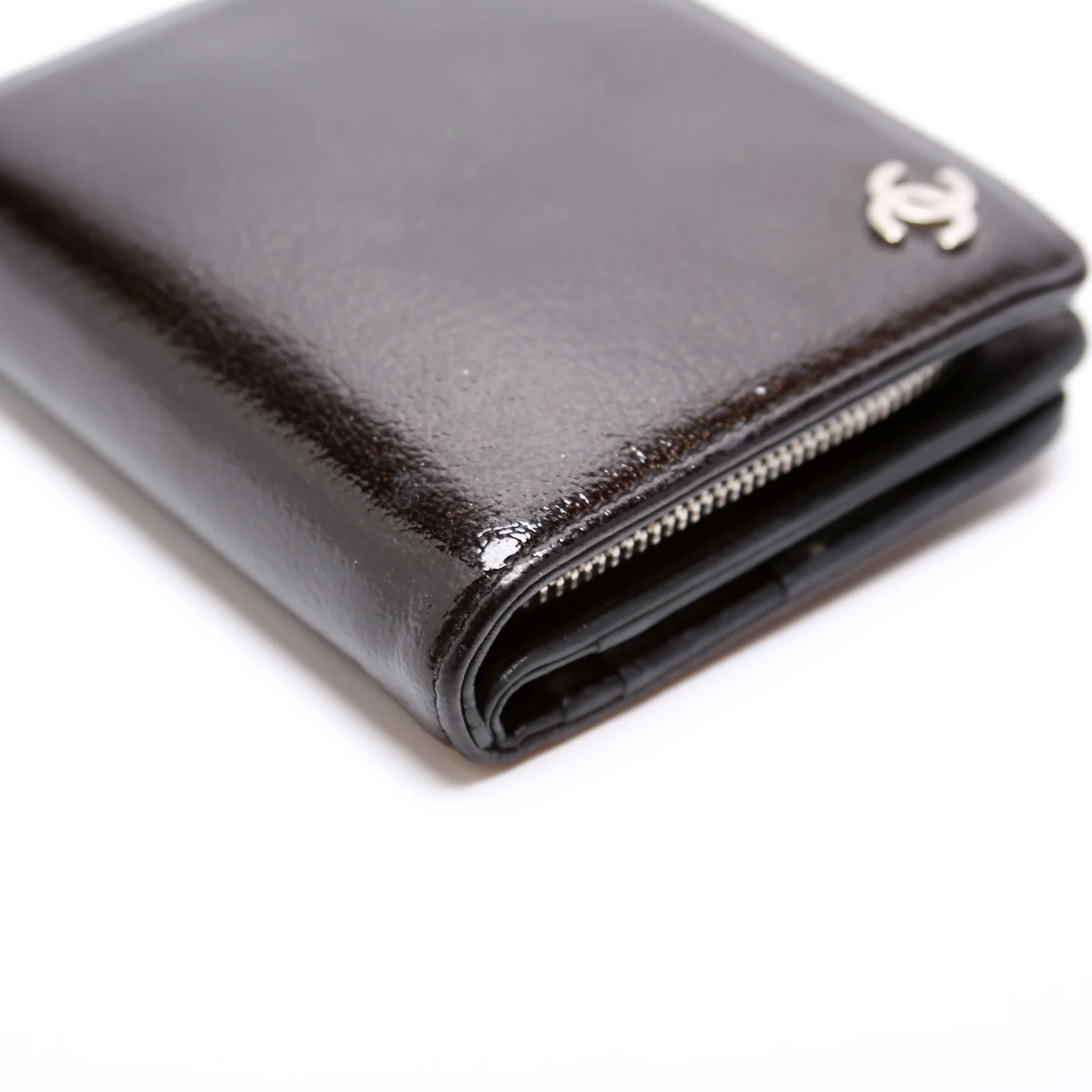 CC Compact French Wallet Patent Goatskin - Image 5