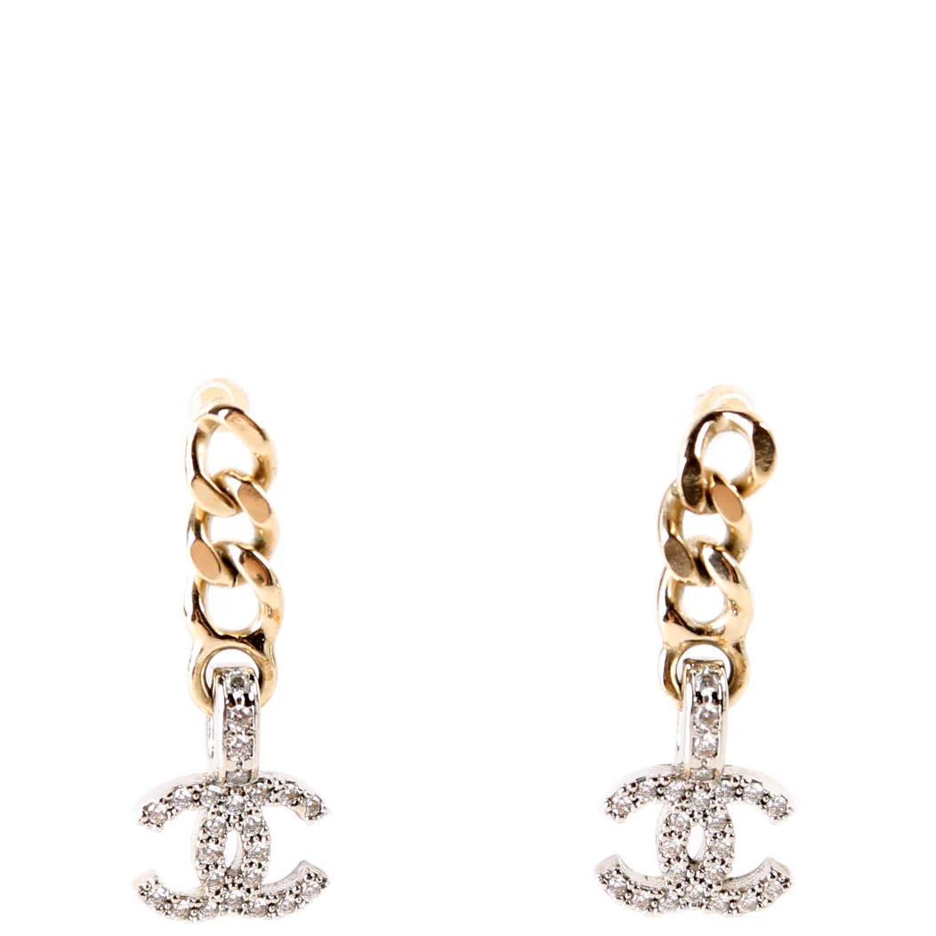 CC Crystal Chain Drop Earrings