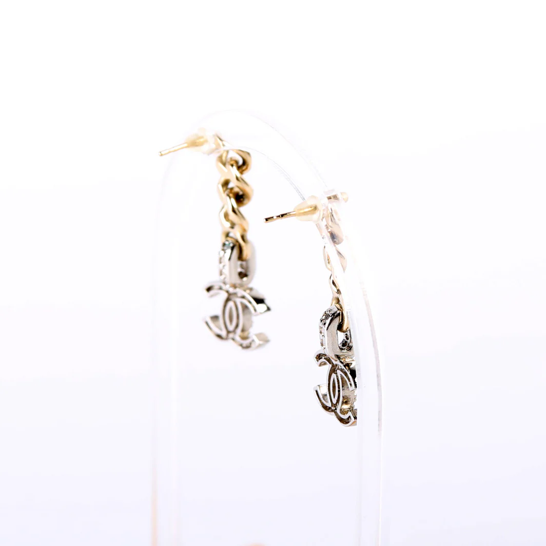 CC Crystal Chain Drop Earrings - Image 4