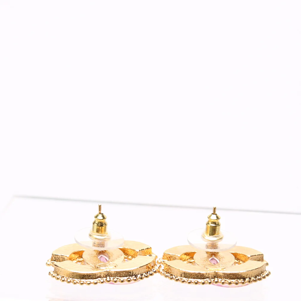 CC Crystal Chain Link Stud Earrings Gold/Purple - Image 3