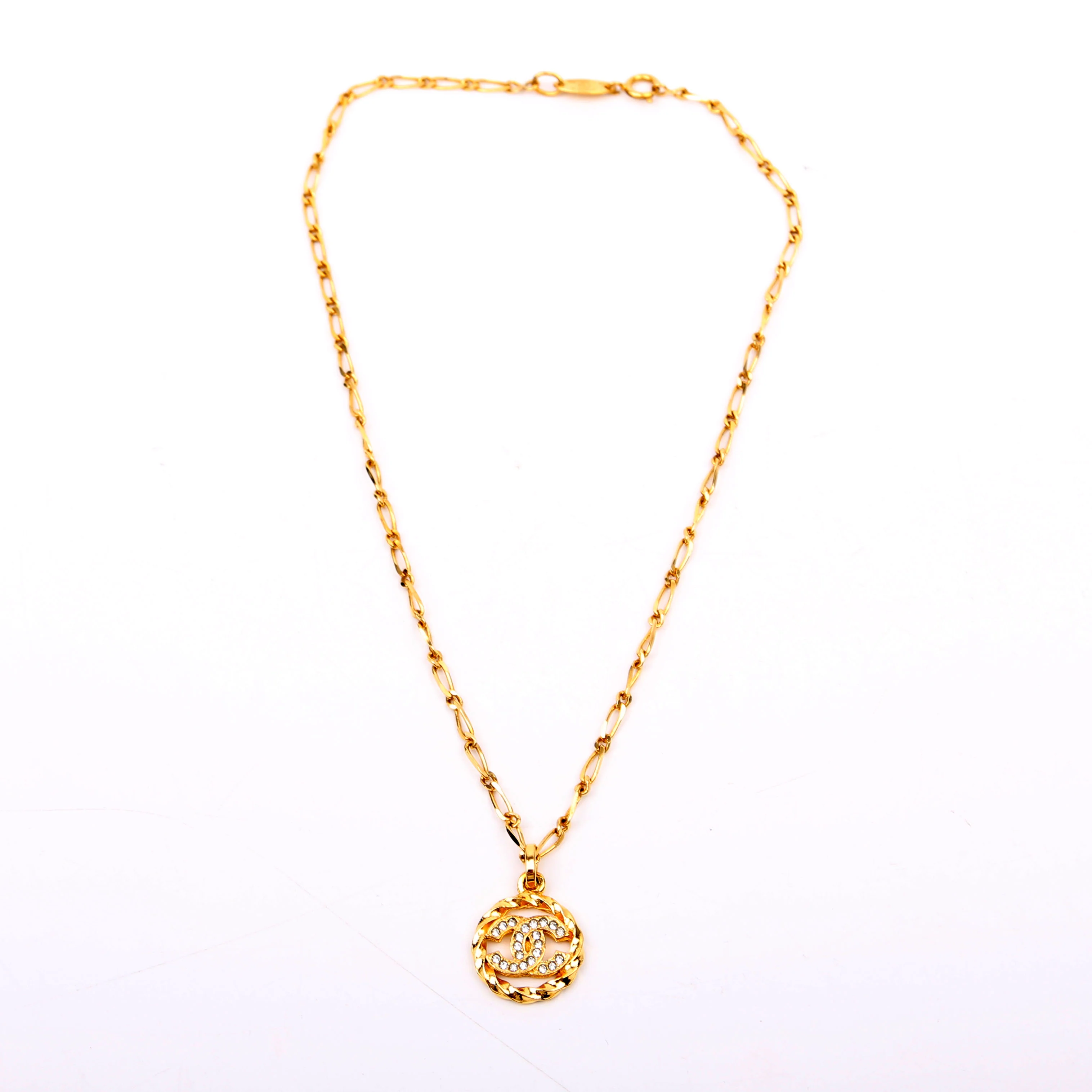 CC Crystal Cut-Out Pendant Necklace Gold - Image 2