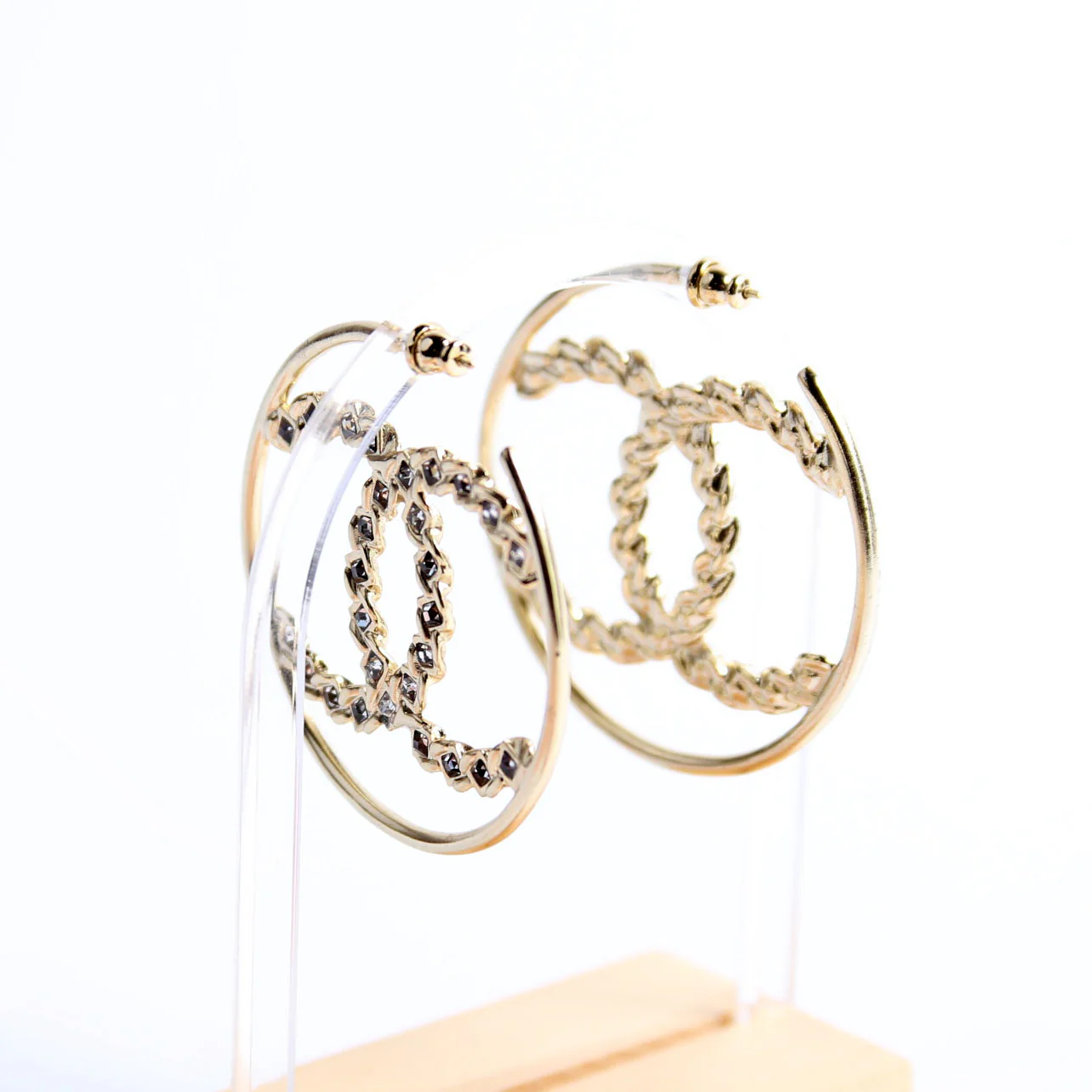CC Crystal Hoops Earrings Gold - Image 4