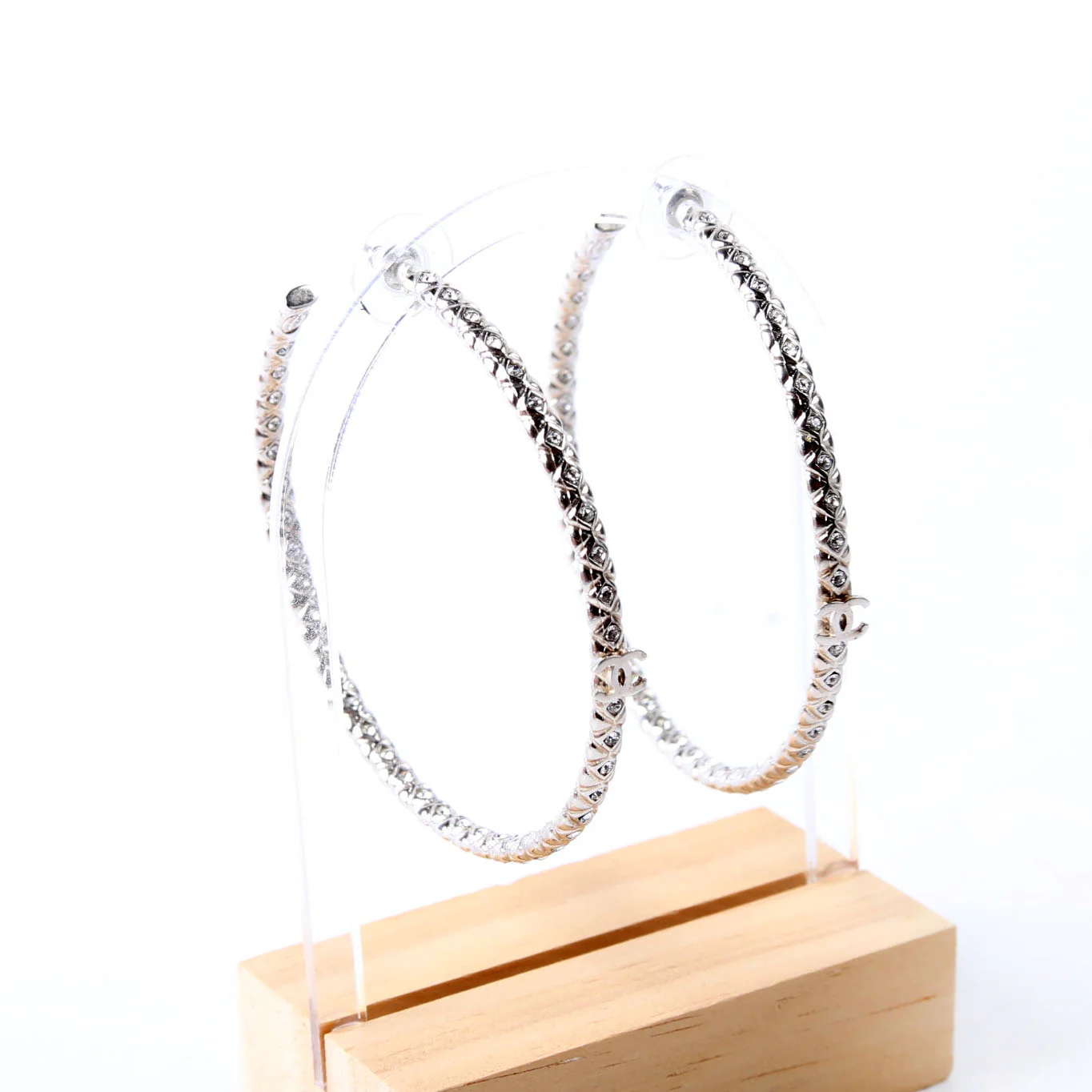 CC Crystal Large Hoop Earrings Silver - Image 6