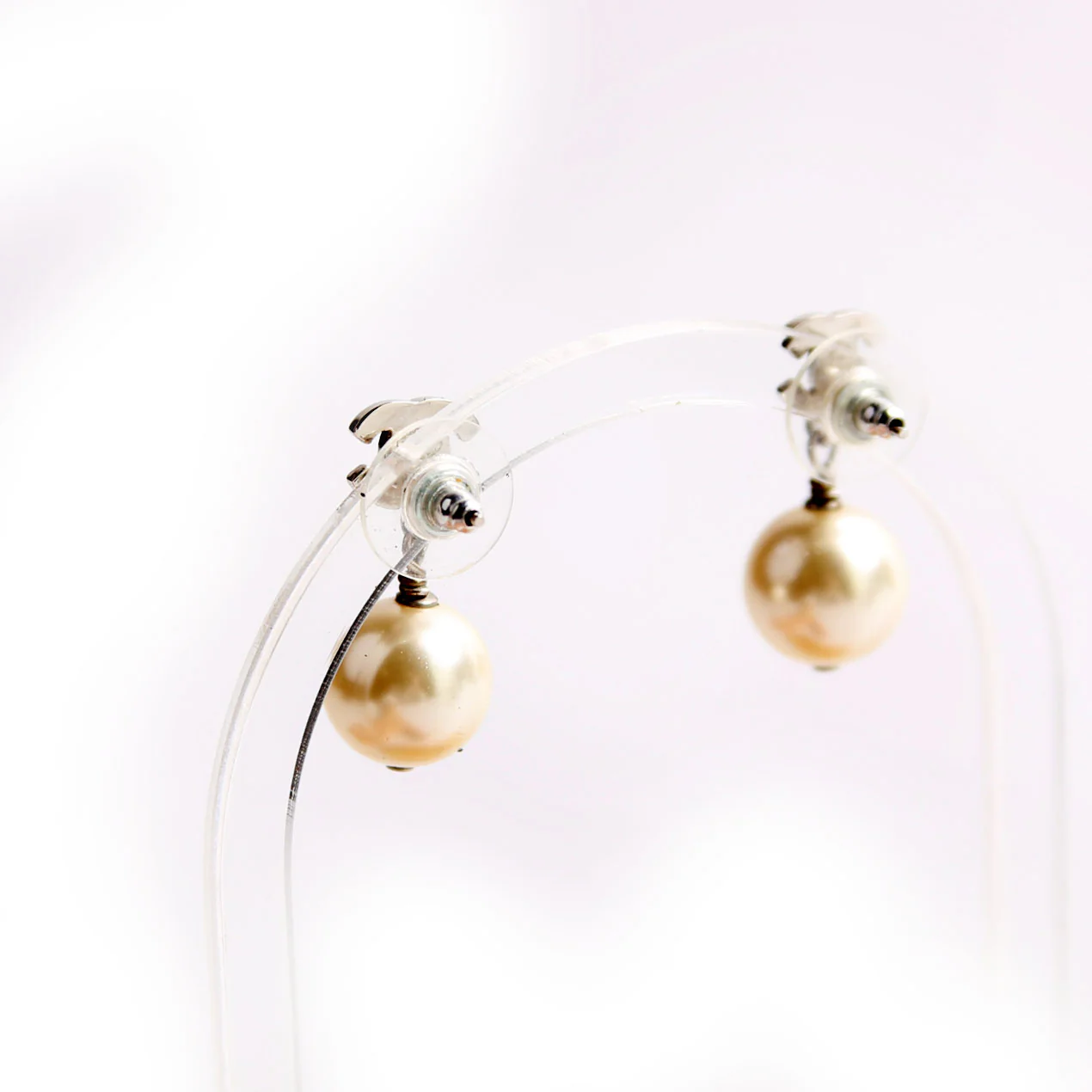 CC Crystal Pearl Drop Earrings Silver - Image 3