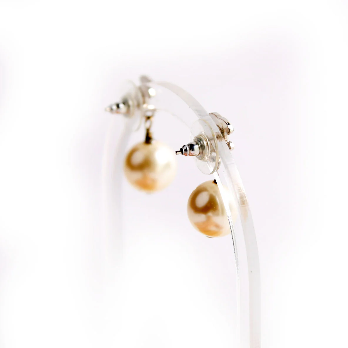 CC Crystal Pearl Drop Earrings Silver - Image 4